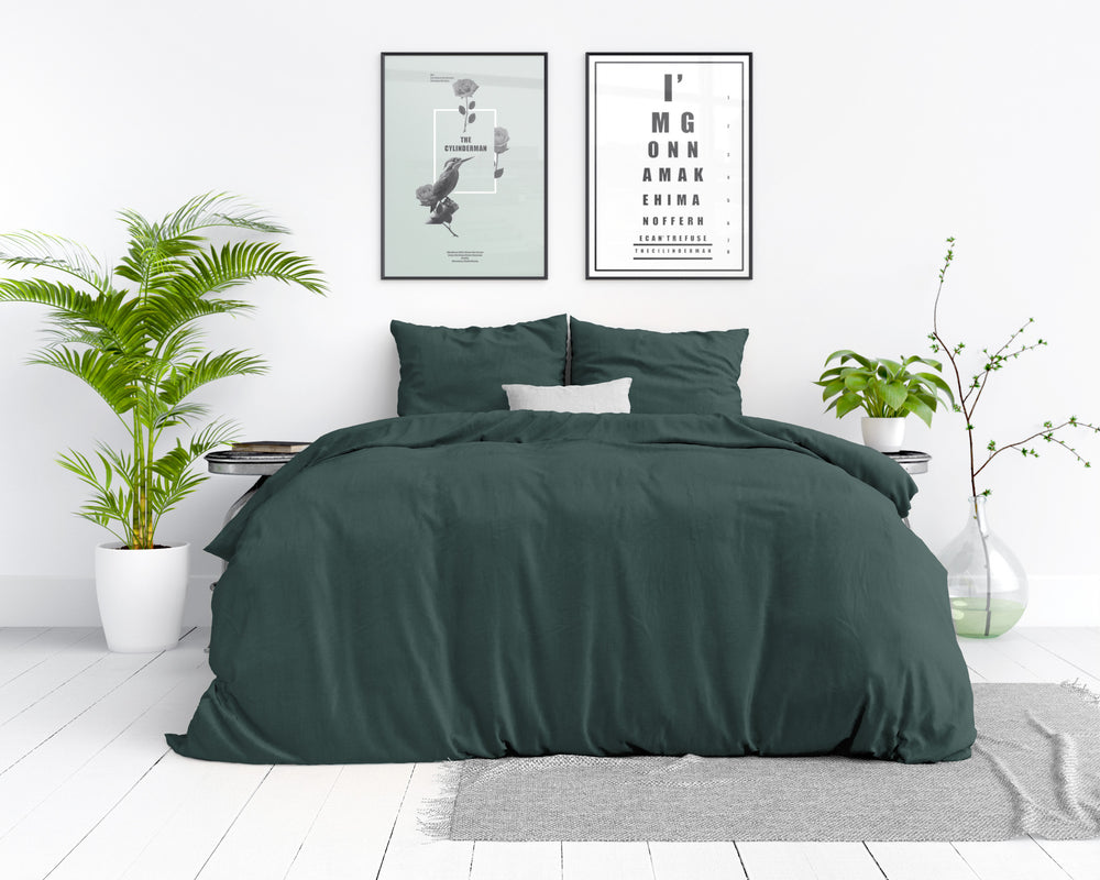 Dreamhouse Stone Washed Groen Dekbedovertrek