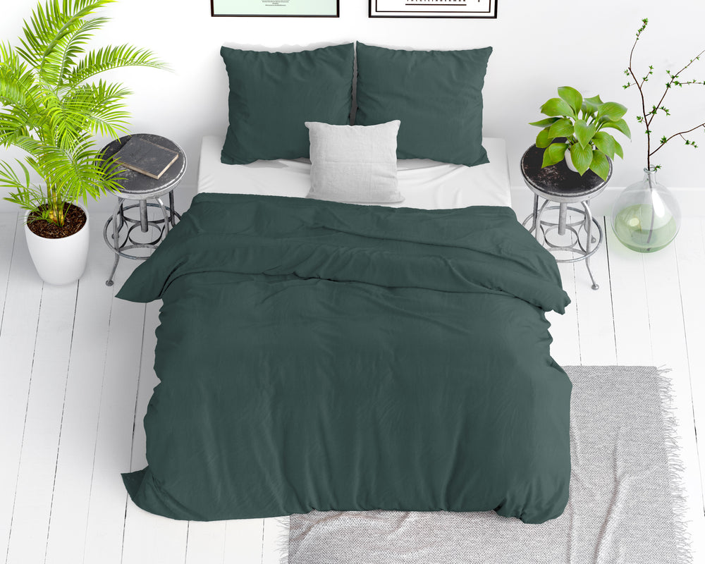 Dreamhouse Stone Washed Groen Dekbedovertrek