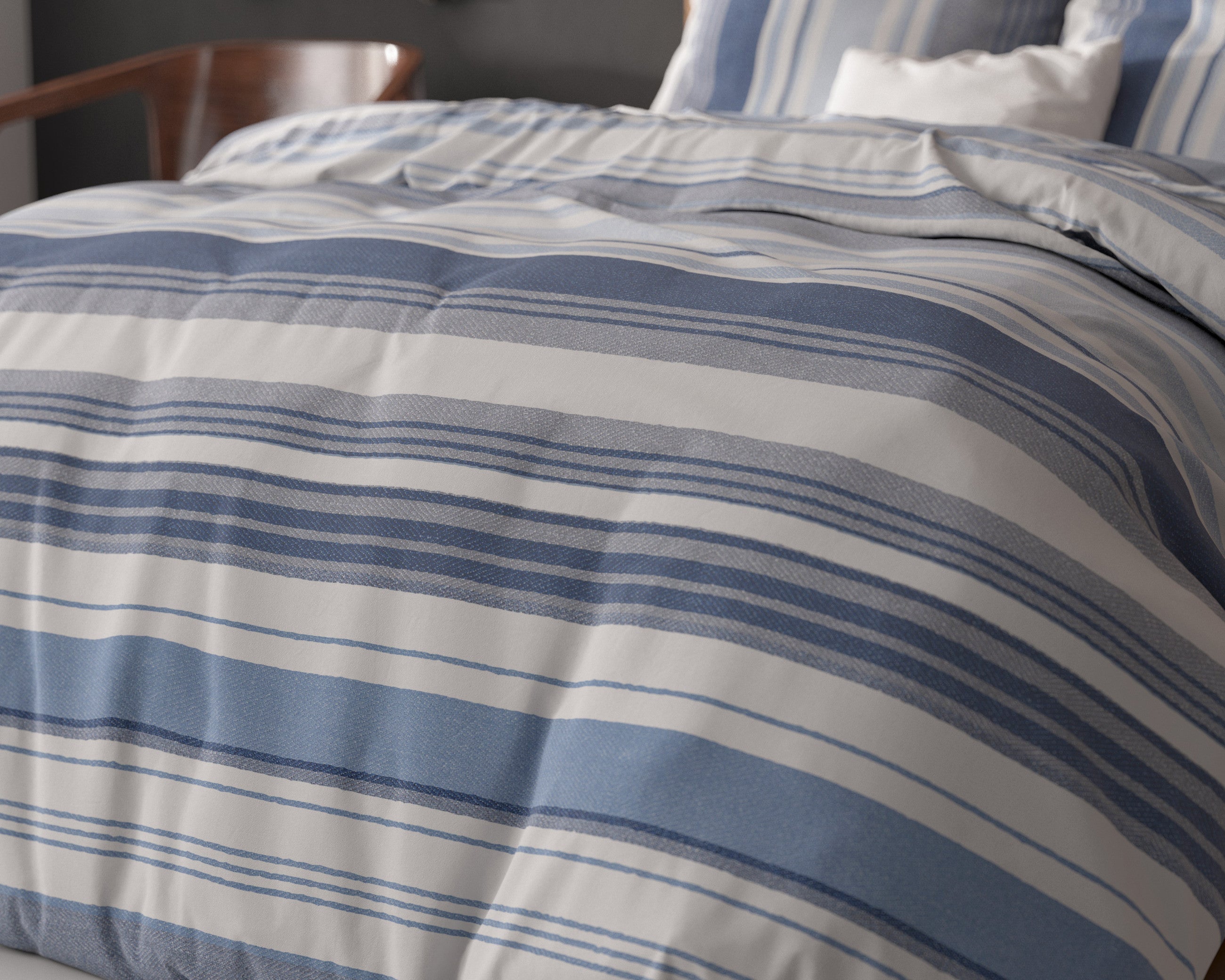 Sleeptime Stripy Blauw Dekbedovertrek