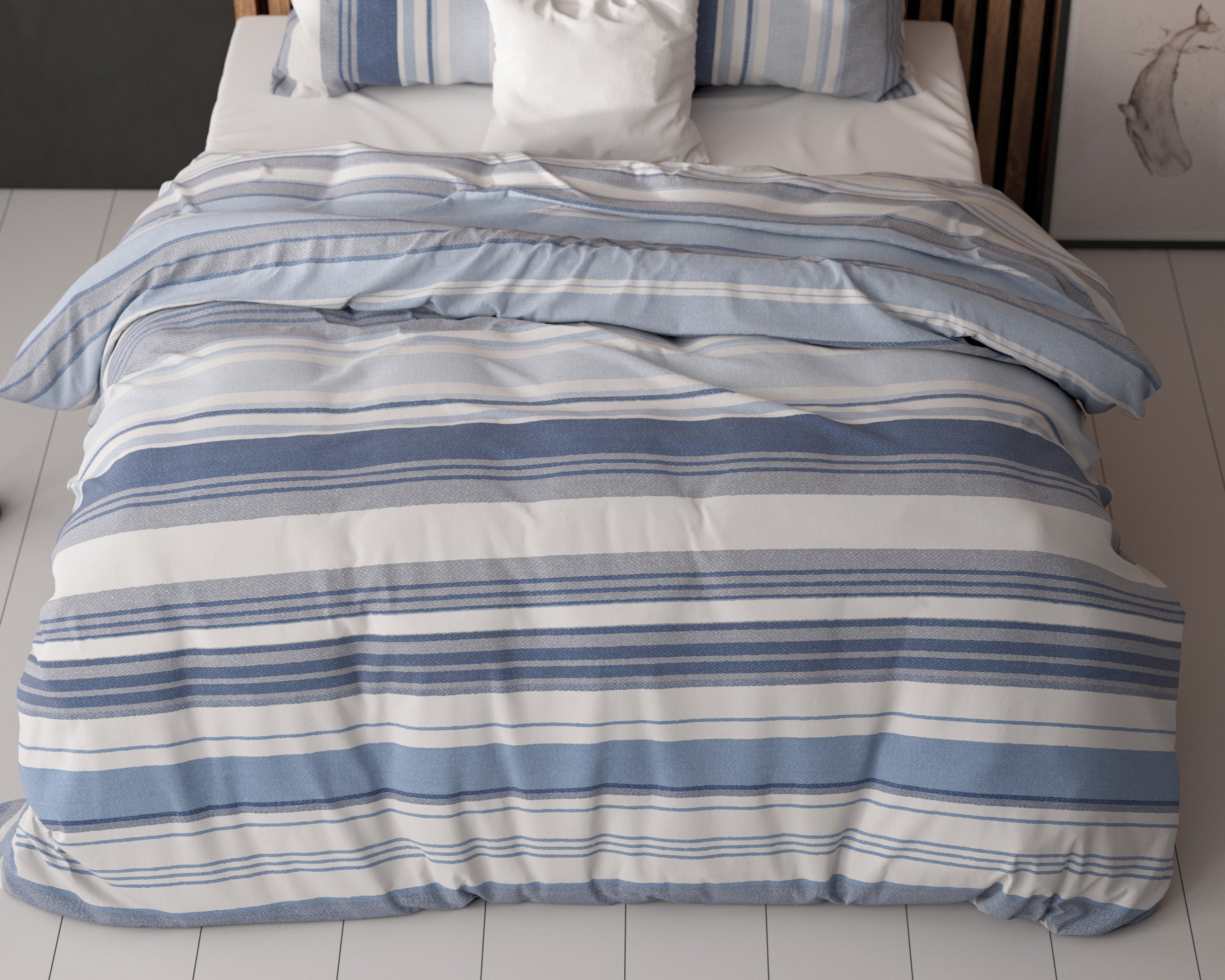 Sleeptime Stripy Blauw Dekbedovertrek