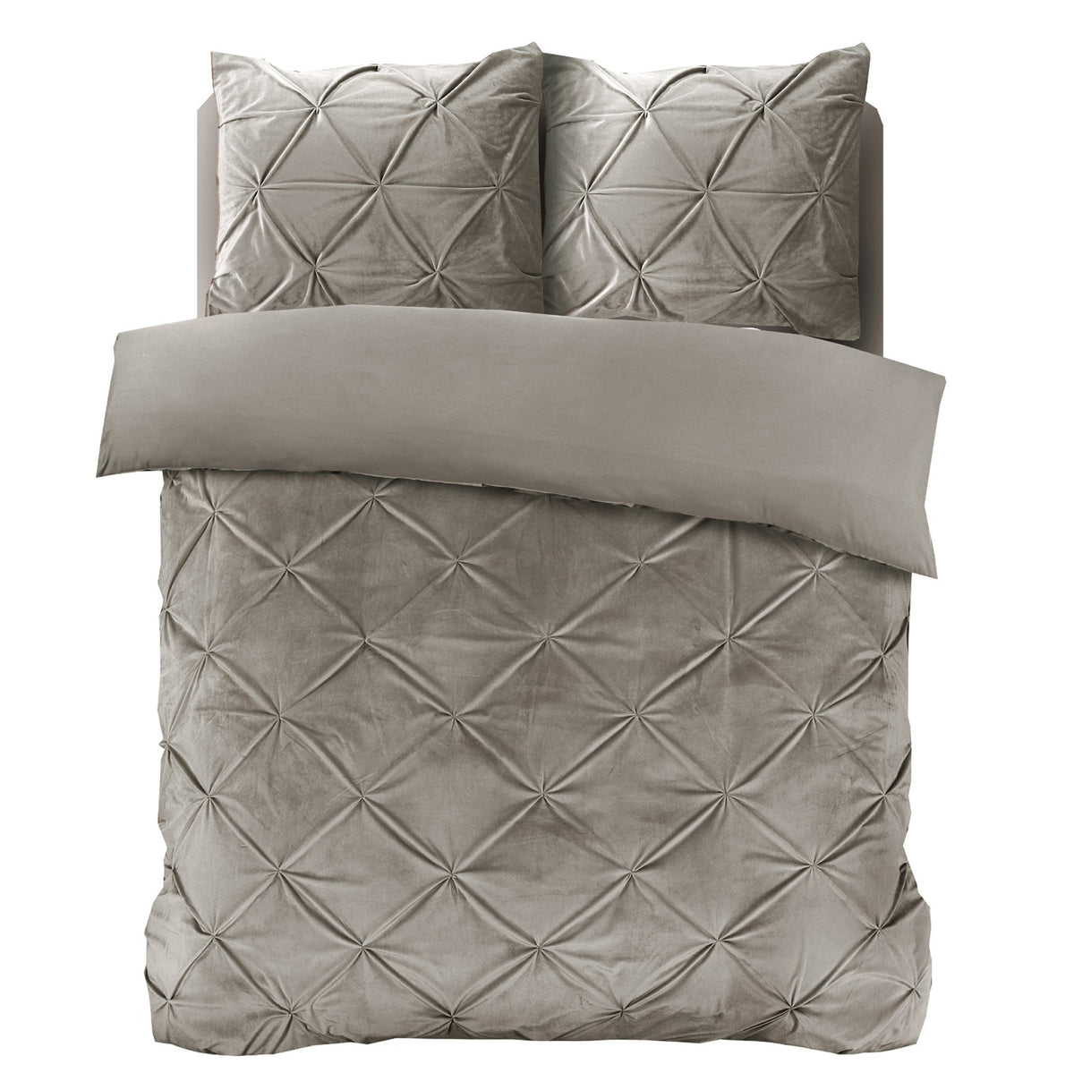 Zand velvet dekbedovertrek van Sleeptime, Pintuck-design