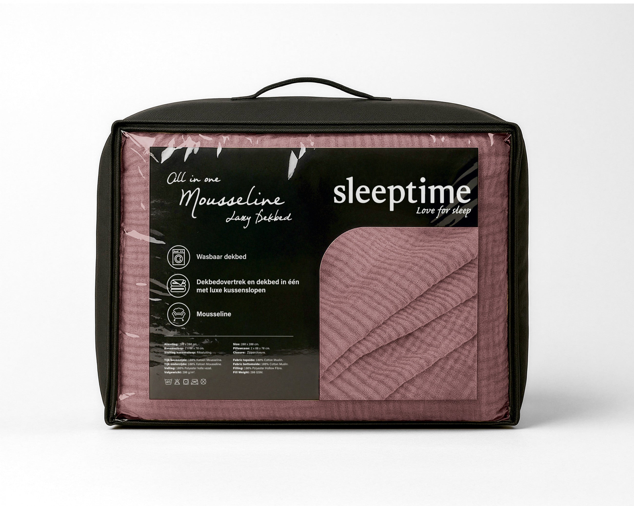 Sleeptime Dekbed en Overtrek in 1 - Mousseline - Roze