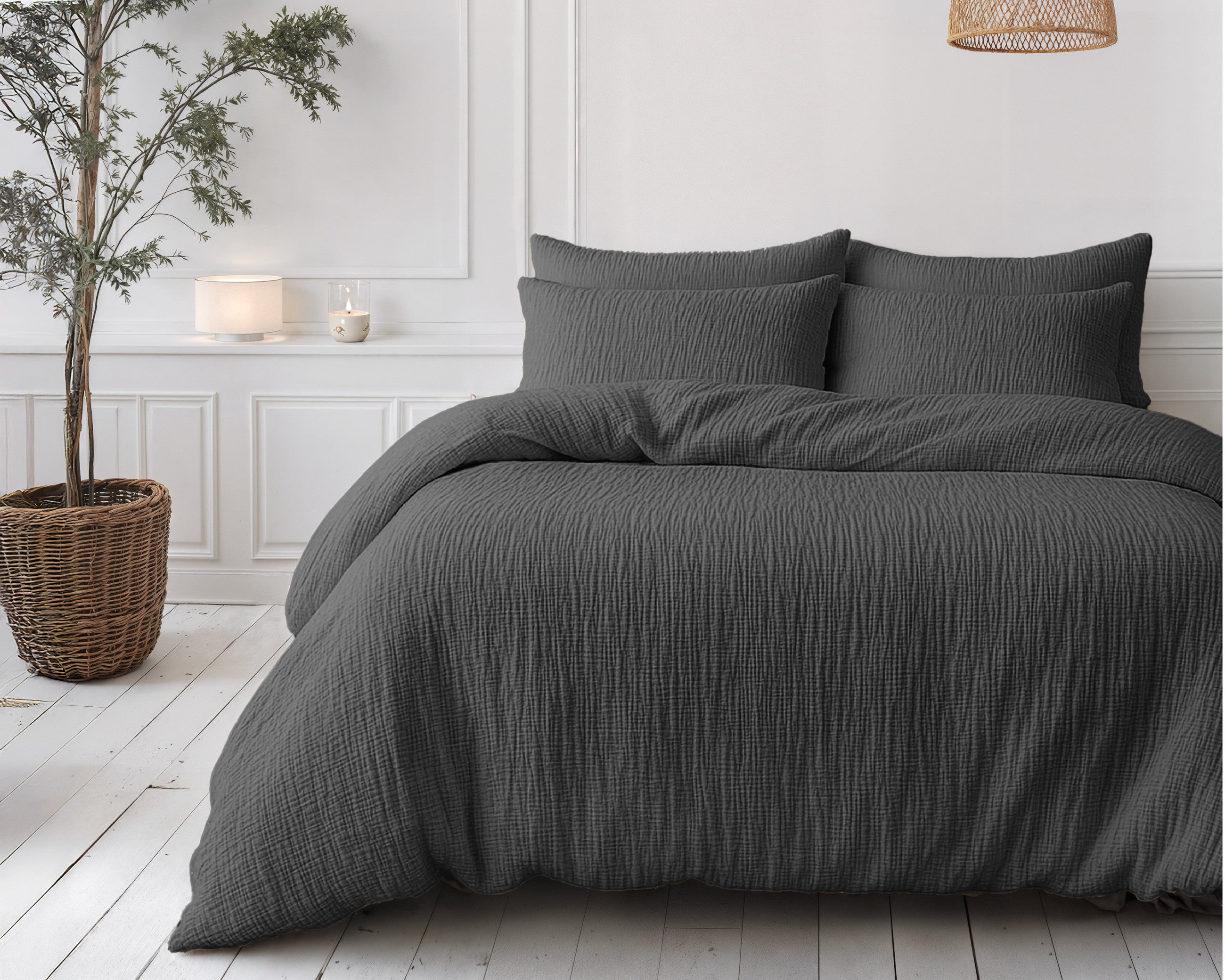 Sleeptime Dekbed en Overtrek in 1 - Mousseline - Antraciet