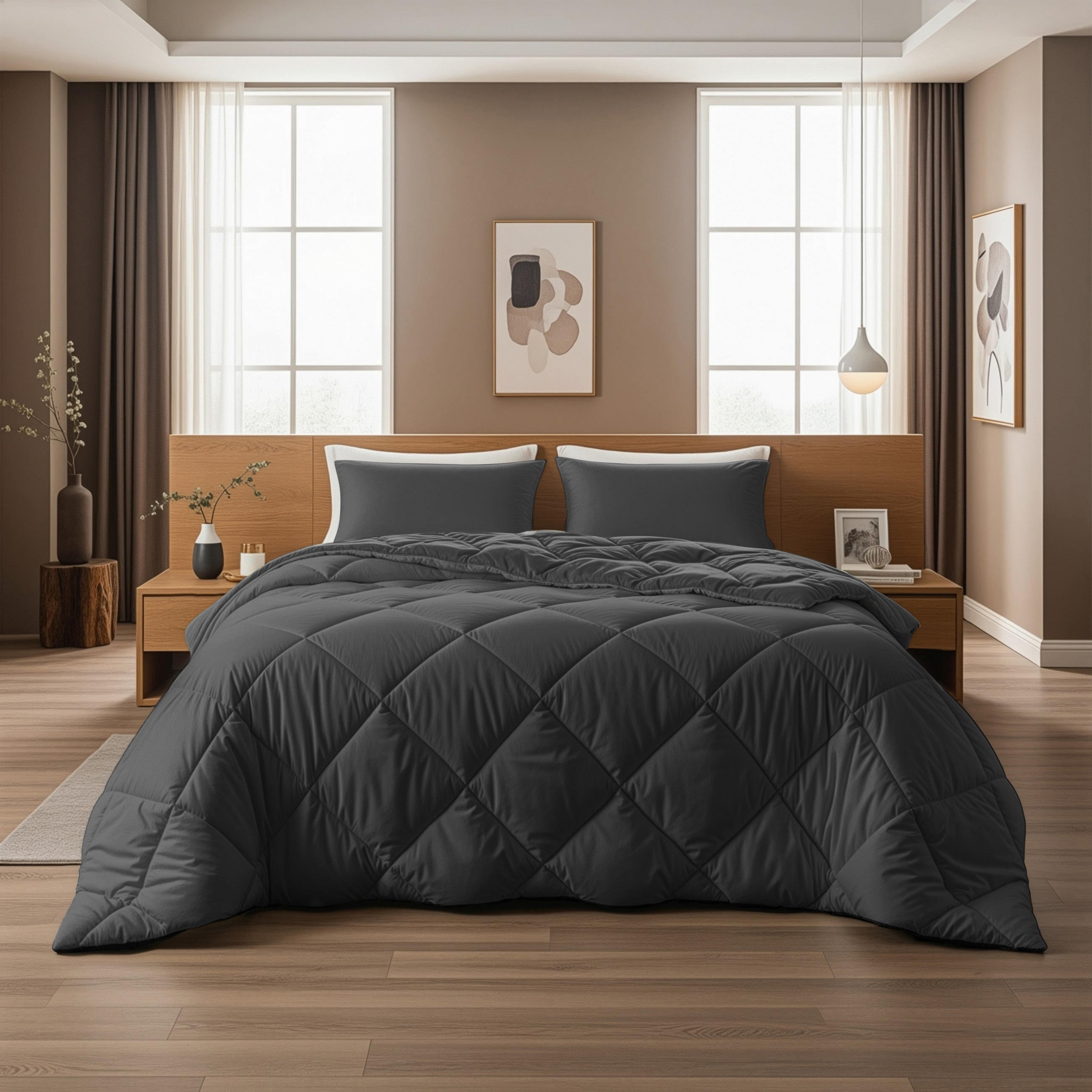 Lazy Dekbed Diamond Antraciet Met Kussenslopen