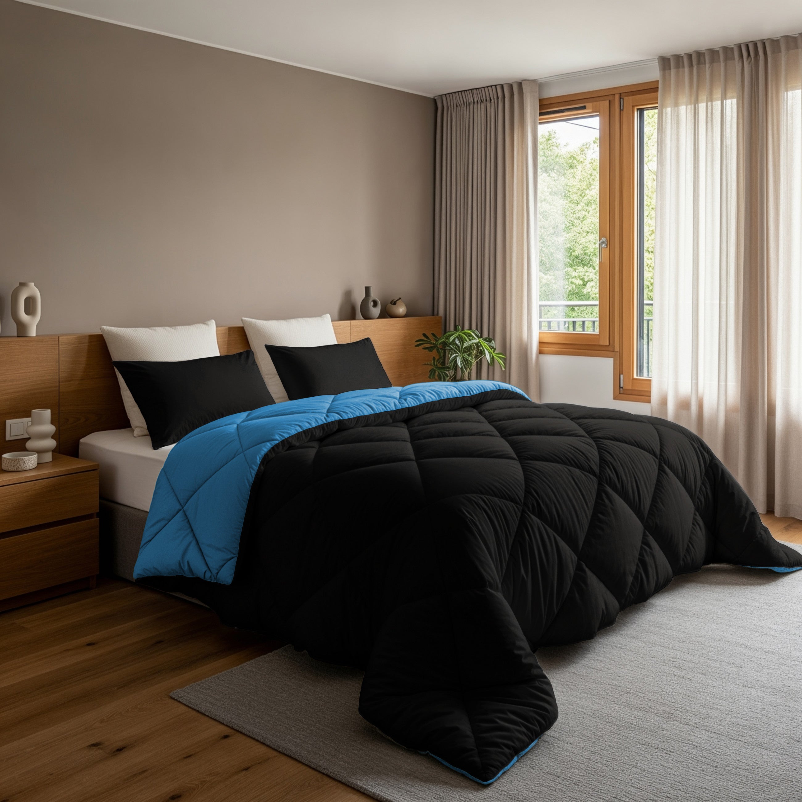 Sleeptime Dekbed en Overtrek in 1 - Diamond - Zwart/Blauw