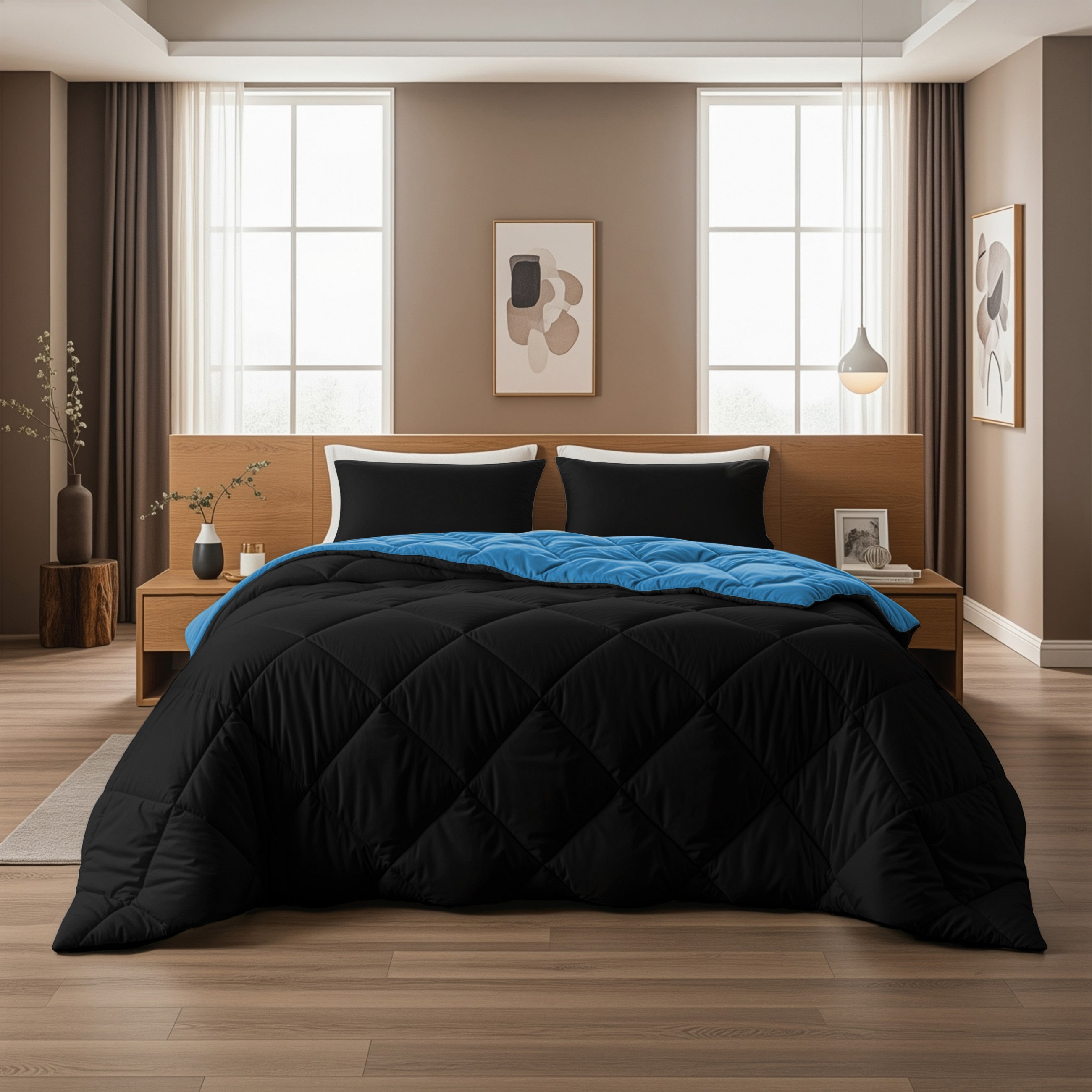 Sleeptime Dekbed en Overtrek in 1 - Diamond - Zwart/Blauw