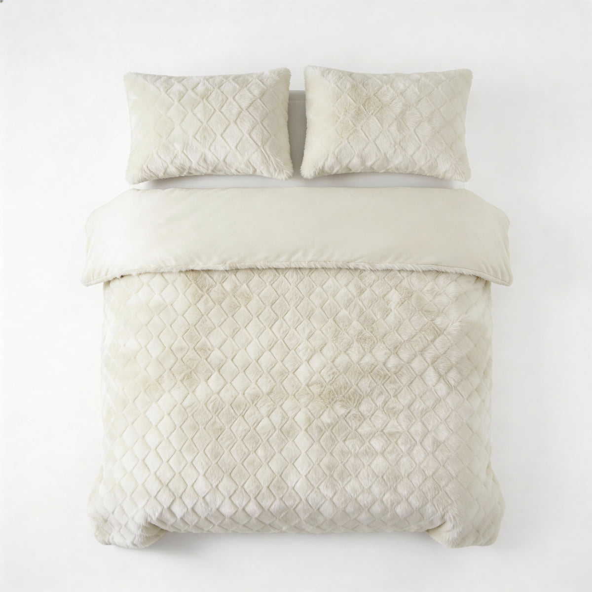 Creme faux fur dekbedovertrek van Sleeptime, Syon Teddy-design