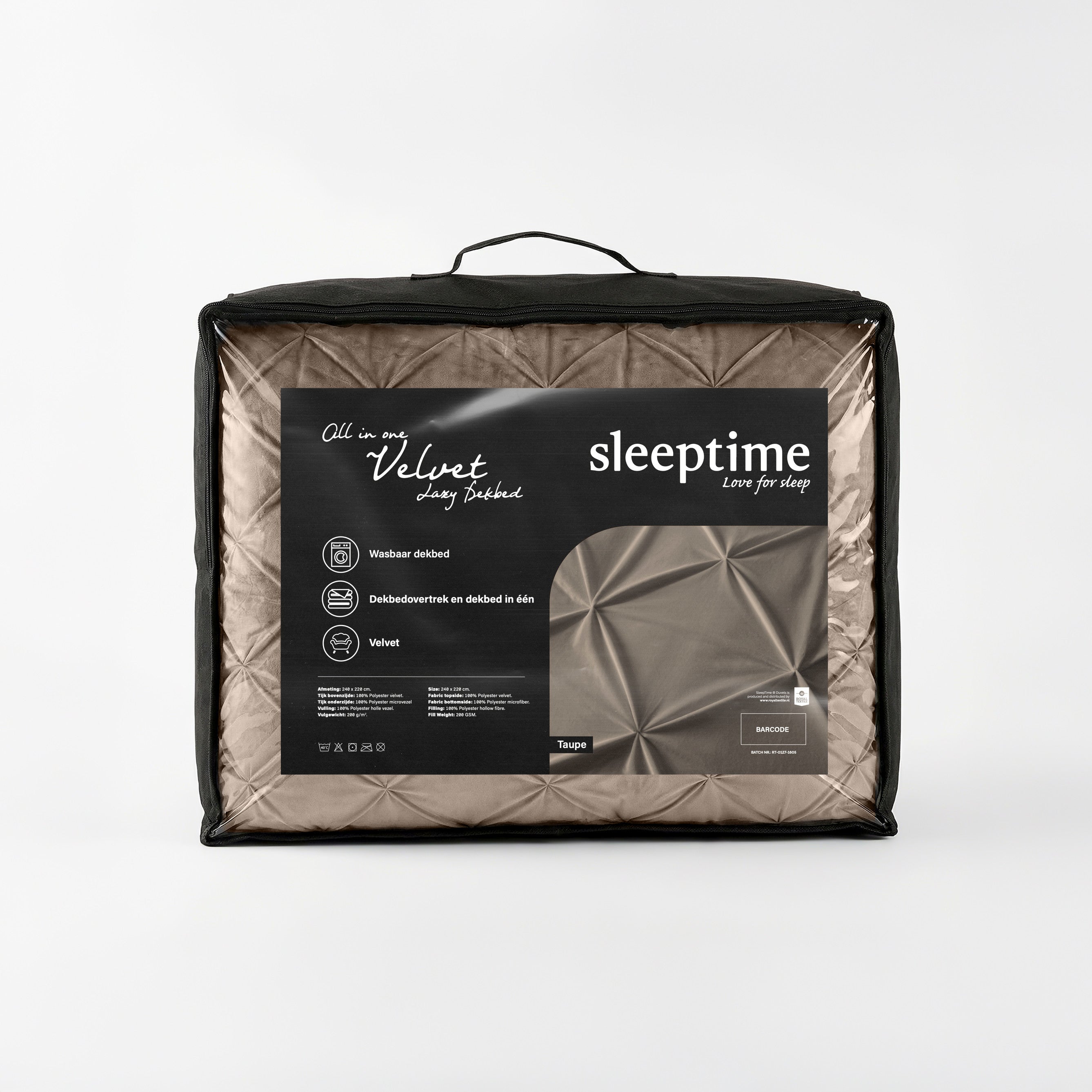 Sleeptime Dekbed en Overtrek in 1 – Velvet Pintuck – Taupe
