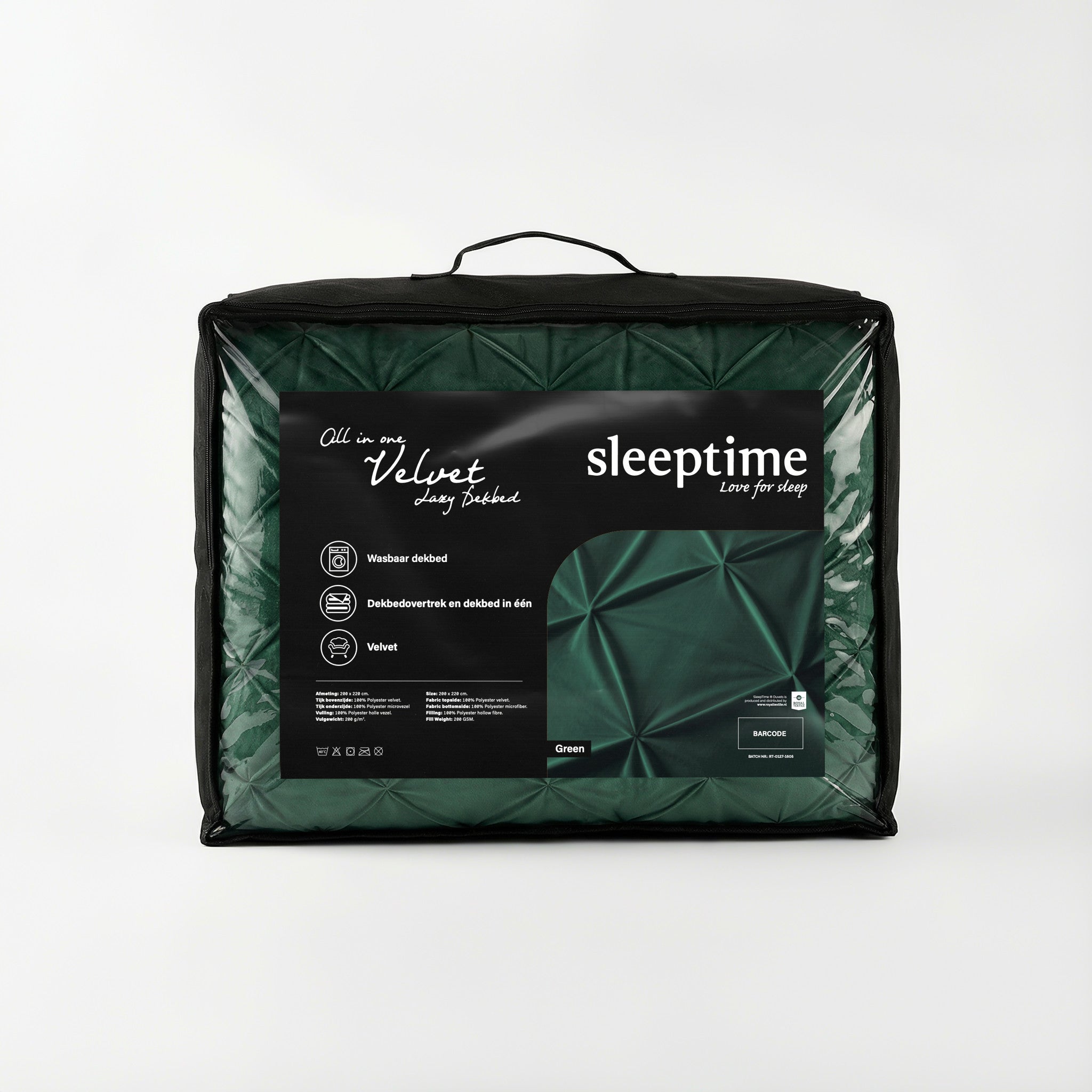 Sleeptime Dekbed en Overtrek in 1 – Velvet Pintuck – Groen