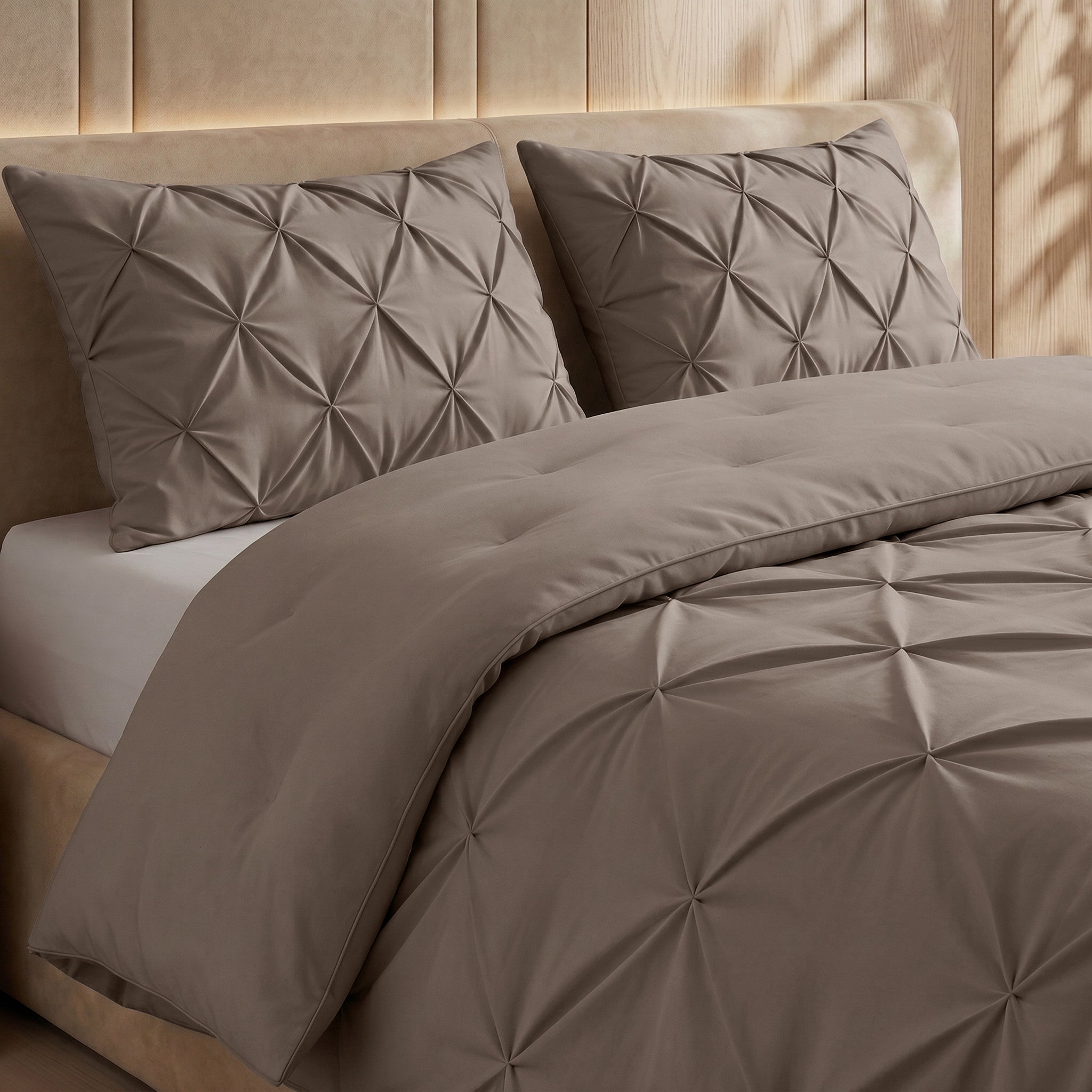 Dekbed en overtrek in 1 taupe Sleeptime close-up
