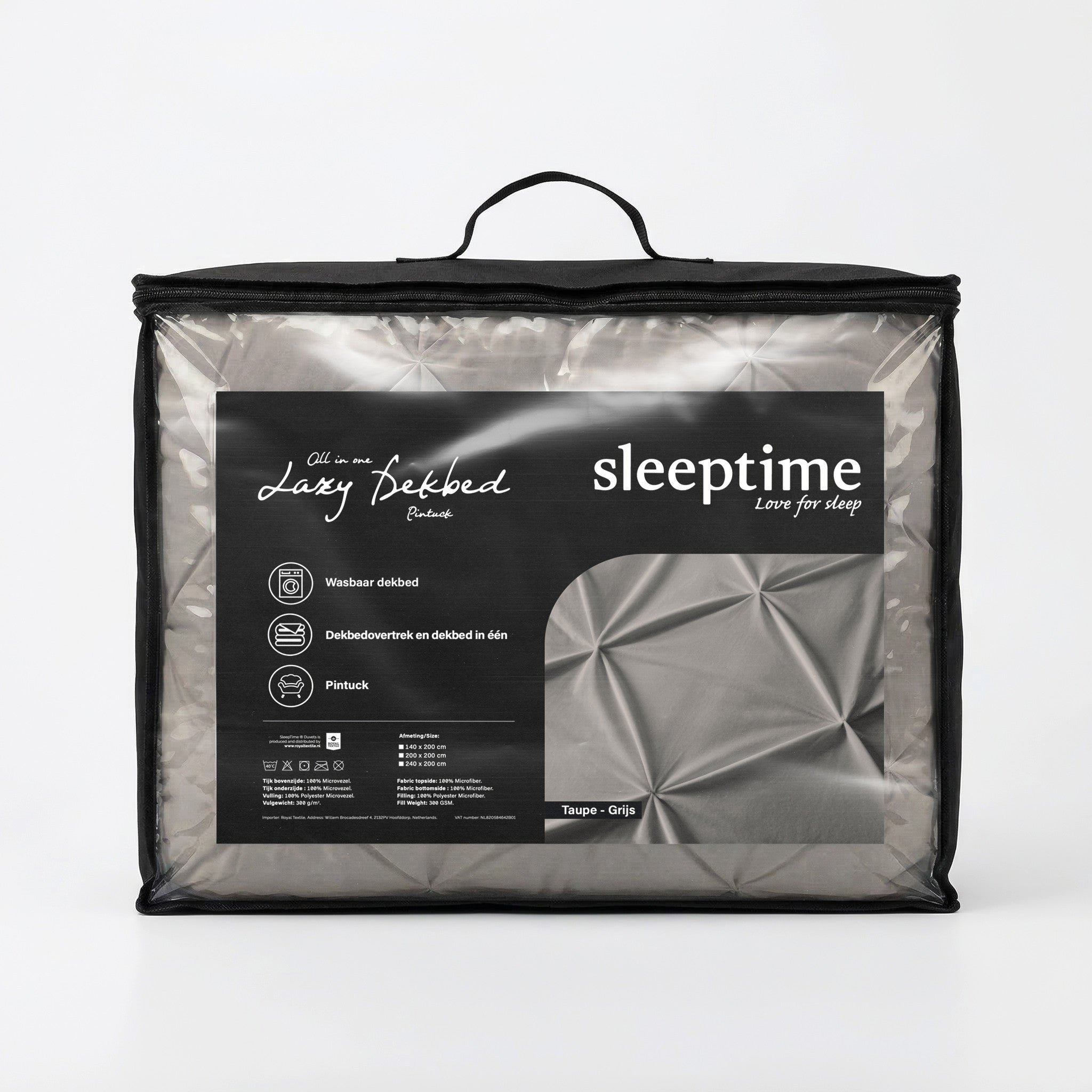 Sleeptime Lazy Pintuck dekbed grijs maatvarianten