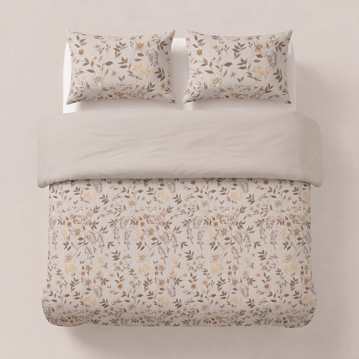 Dekbed en Overtrek in 1 – Bianca Beige – Digitale Print met Kussenslopen – Sleeptime - Dromen & Wonen