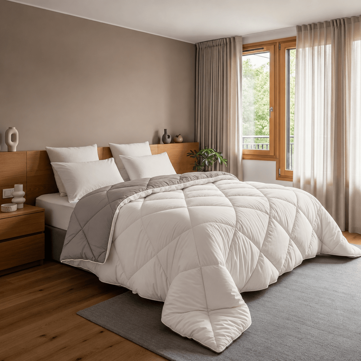 Dekbed en Overtrek in 1 - Diamond - Zacht & Wasbaar - Sleeptime - Beige/Taupe - Dromen & Wonen