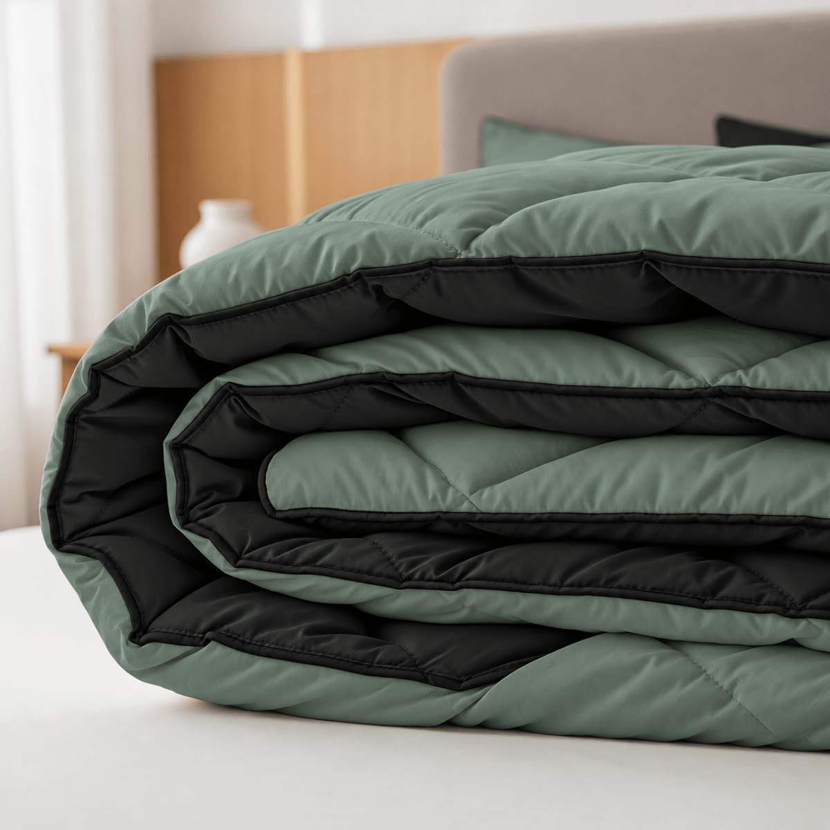 Dekbed en Overtrek in 1 - Diamond - Zacht & Wasbaar - Sleeptime - Groen/Zwart - Dromen & Wonen