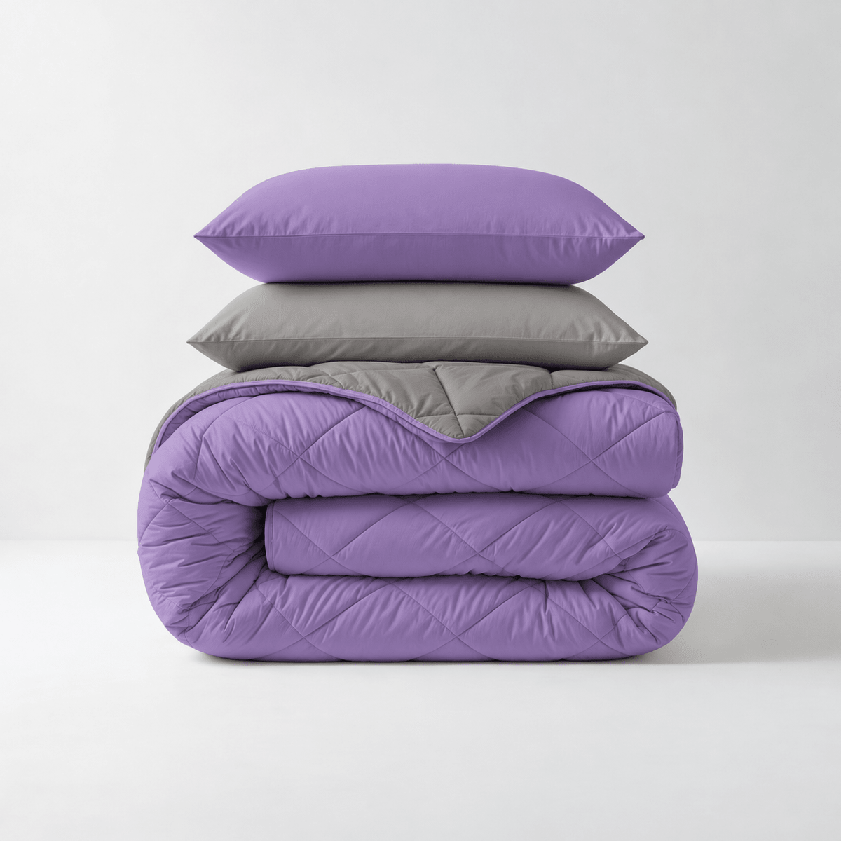 Dekbed en Overtrek in 1 - Diamond - Zacht & Wasbaar - Sleeptime - Lavendel/Grijs - Dromen & Wonen