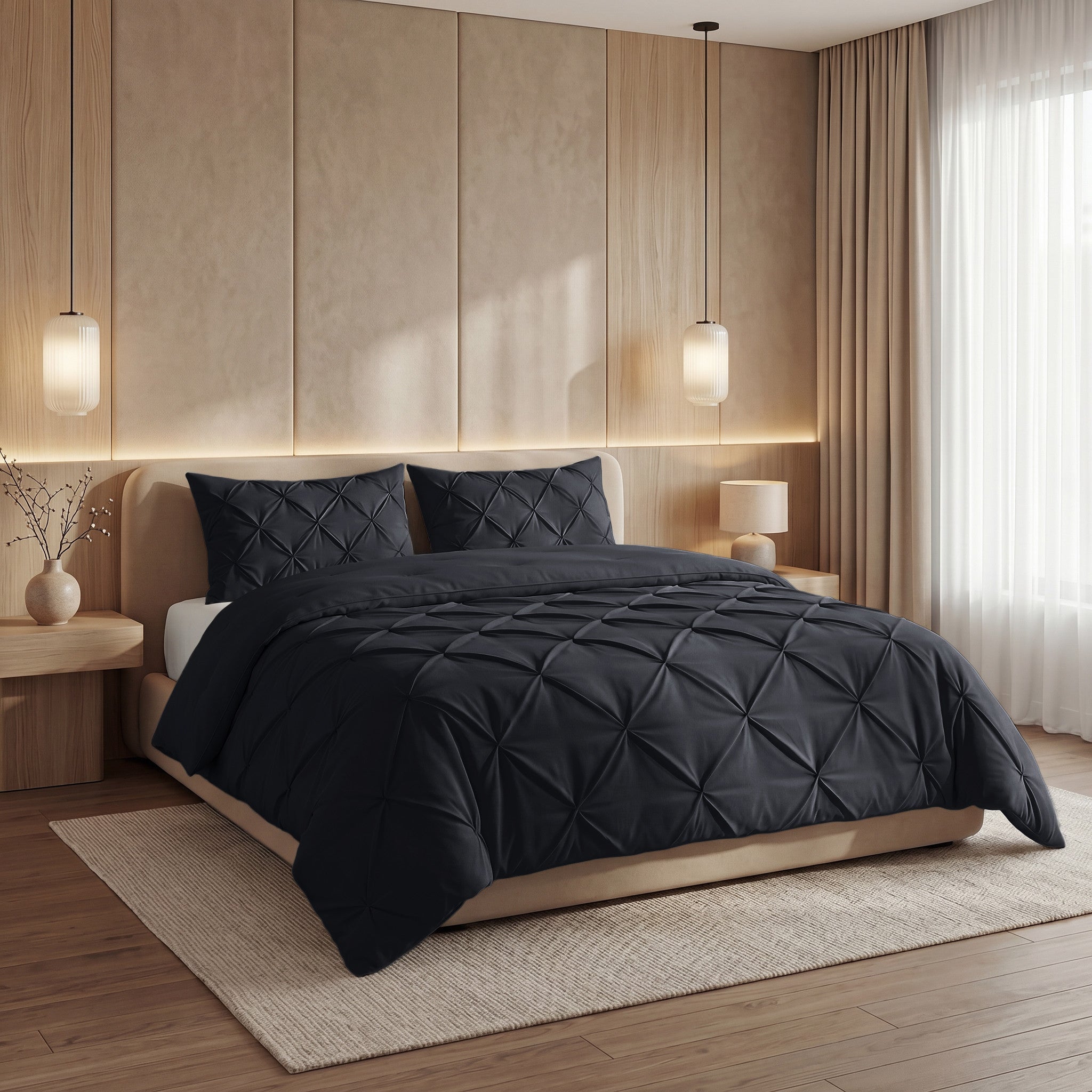 Dekbed en Overtrek in 1 – Pintuck Design – Antraciet – Sleeptime - Dromen & Wonen