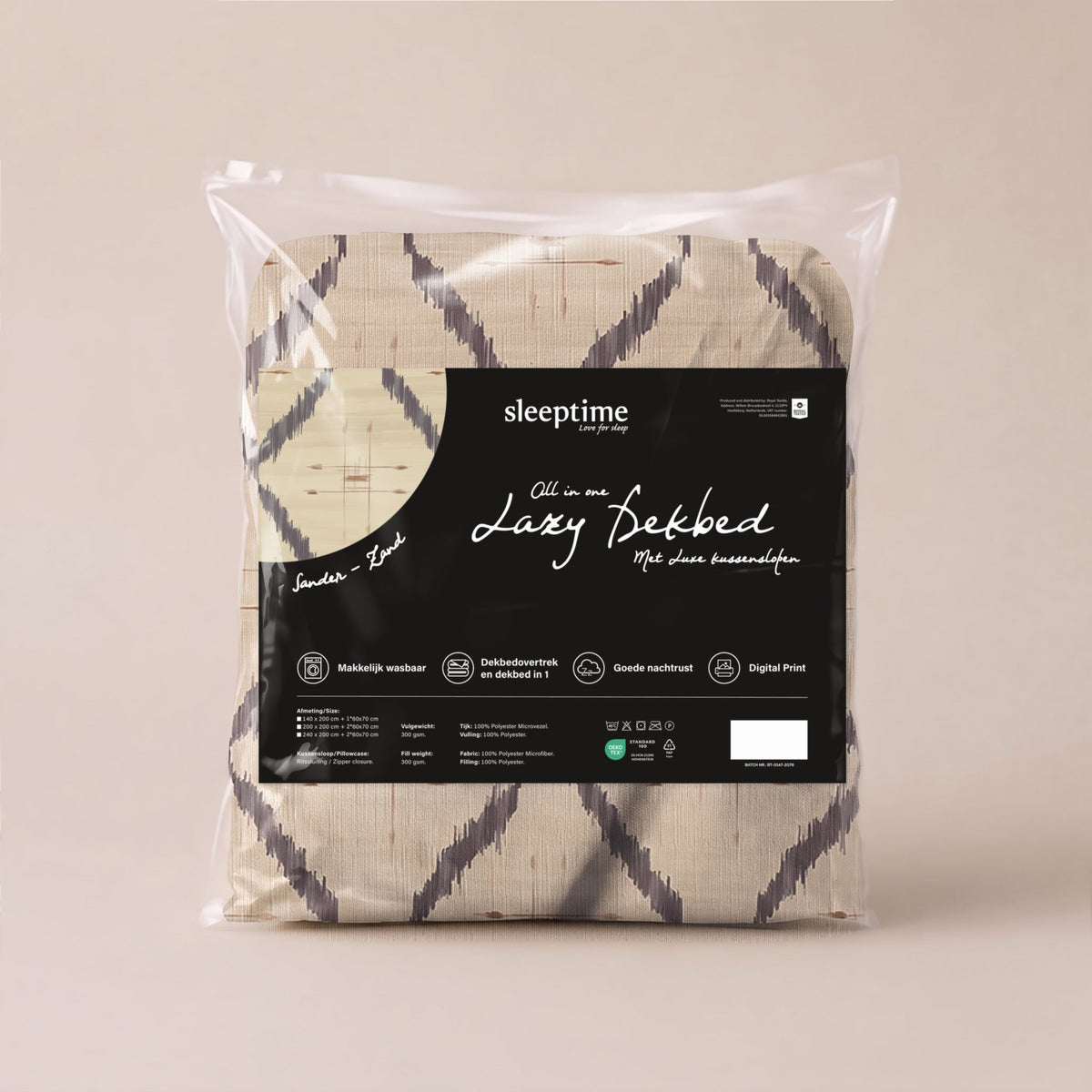 Dekbed en Overtrek in 1 – Sander Zand – Digitale Print met Kussenslopen – Sleeptime - Dromen & Wonen