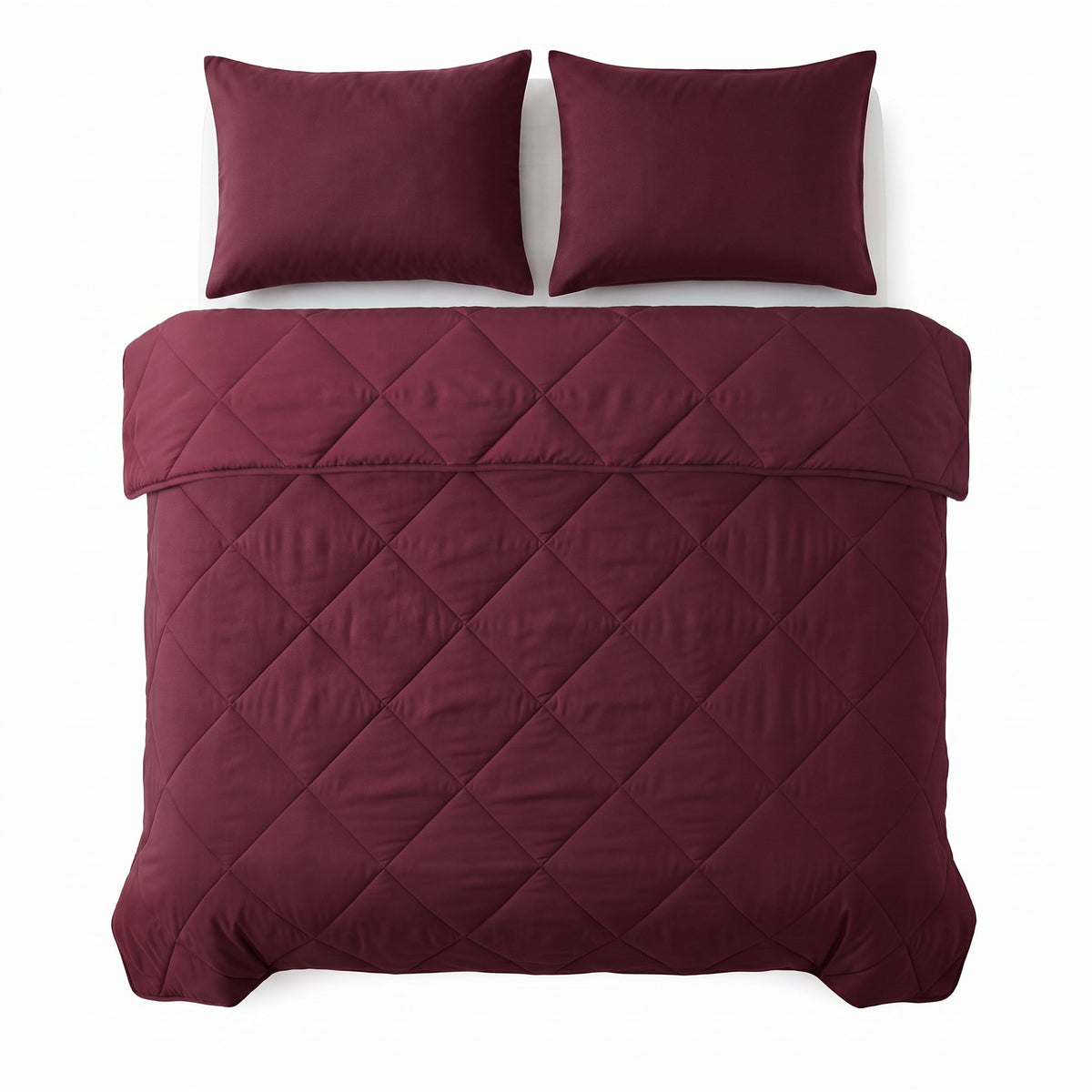 Dekbed en Overtrek in 1 – Uni Bordeaux – 100% Katoen met Kussenslopen – Sleeptime - Dromen & Wonen