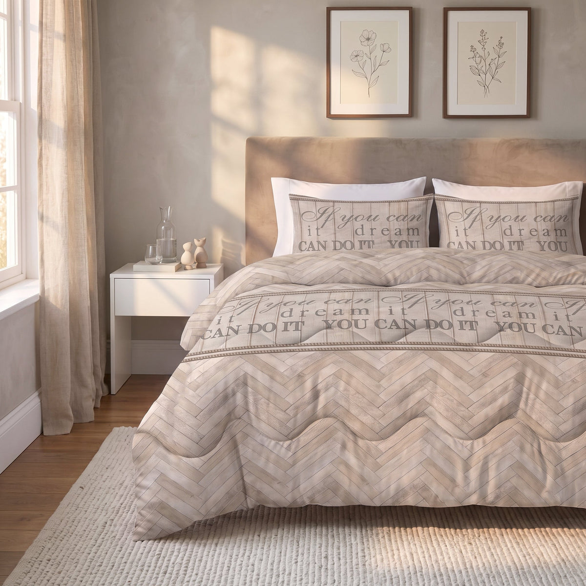 Dekbed en Overtrek in 1 – Visgraat Zand – Sleeptime - Dromen & Wonen