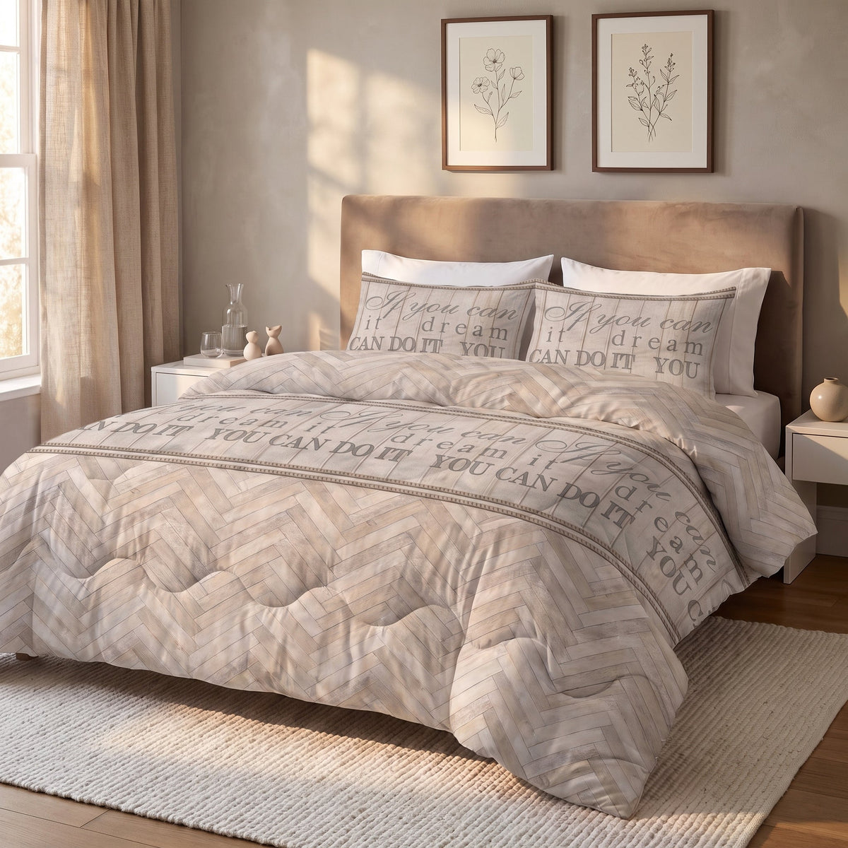 Dekbed en Overtrek in 1 – Visgraat Zand – Sleeptime - Dromen & Wonen