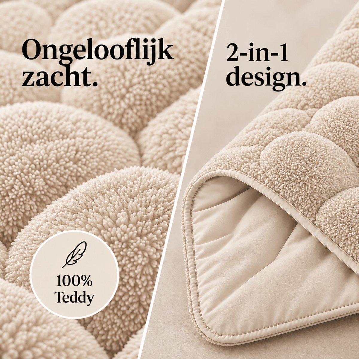 Dekbed en Overtrek in 1 – Zacht Teddy Dekbed – Beige – Sleeptime - Dromen & Wonen