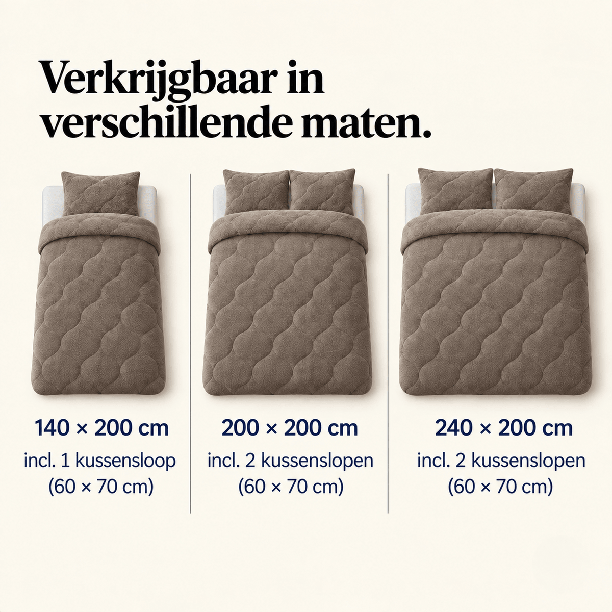 Dekbed en Overtrek in 1 – Zacht Teddy Dekbed – Taupe Grijs – Sleeptime - Dromen & Wonen