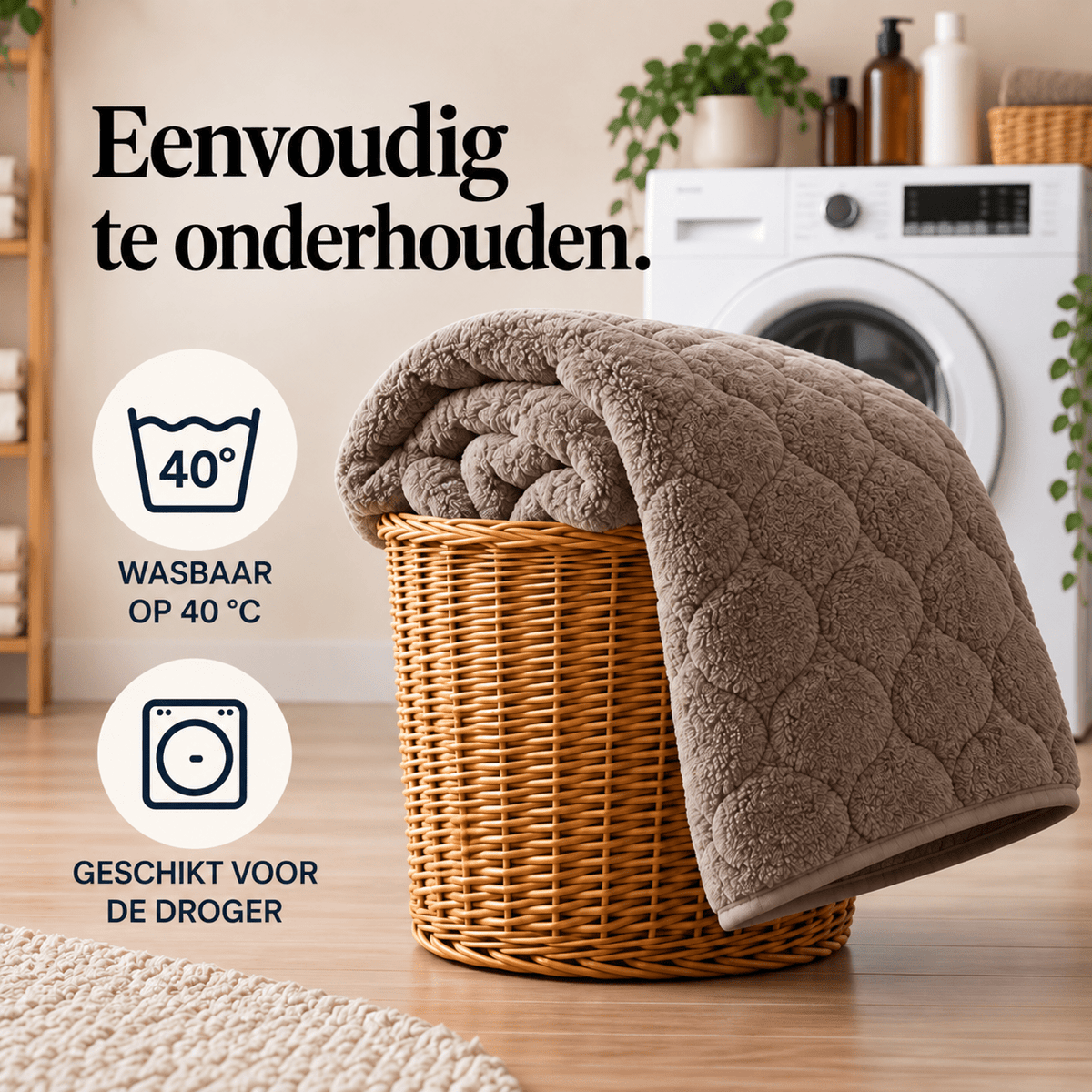 Dekbed en Overtrek in 1 – Zacht Teddy Dekbed – Taupe Grijs – Sleeptime - Dromen & Wonen