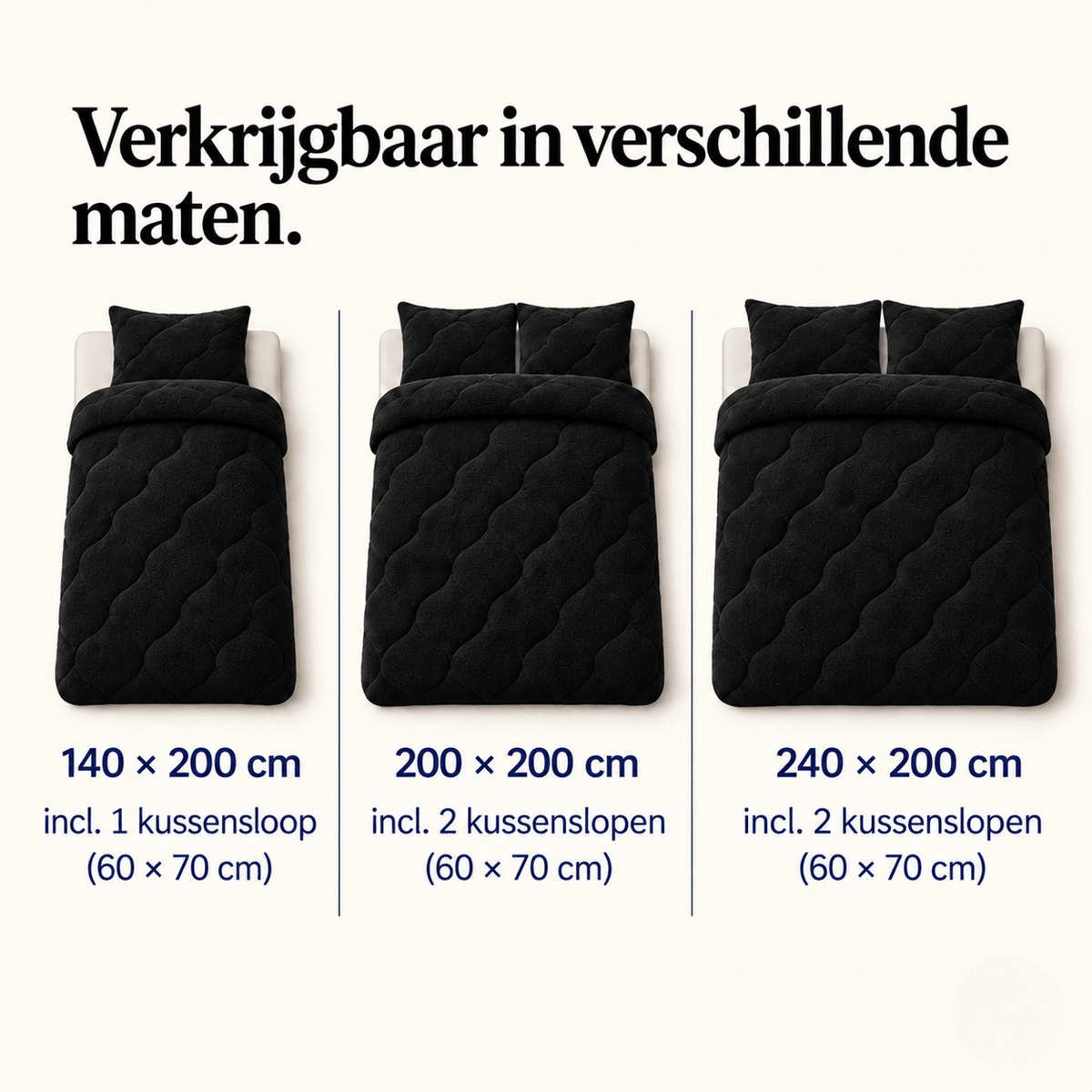 Dekbed en Overtrek in 1 – Zacht Teddy Dekbed – Zwart – Sleeptime - Dromen & Wonen