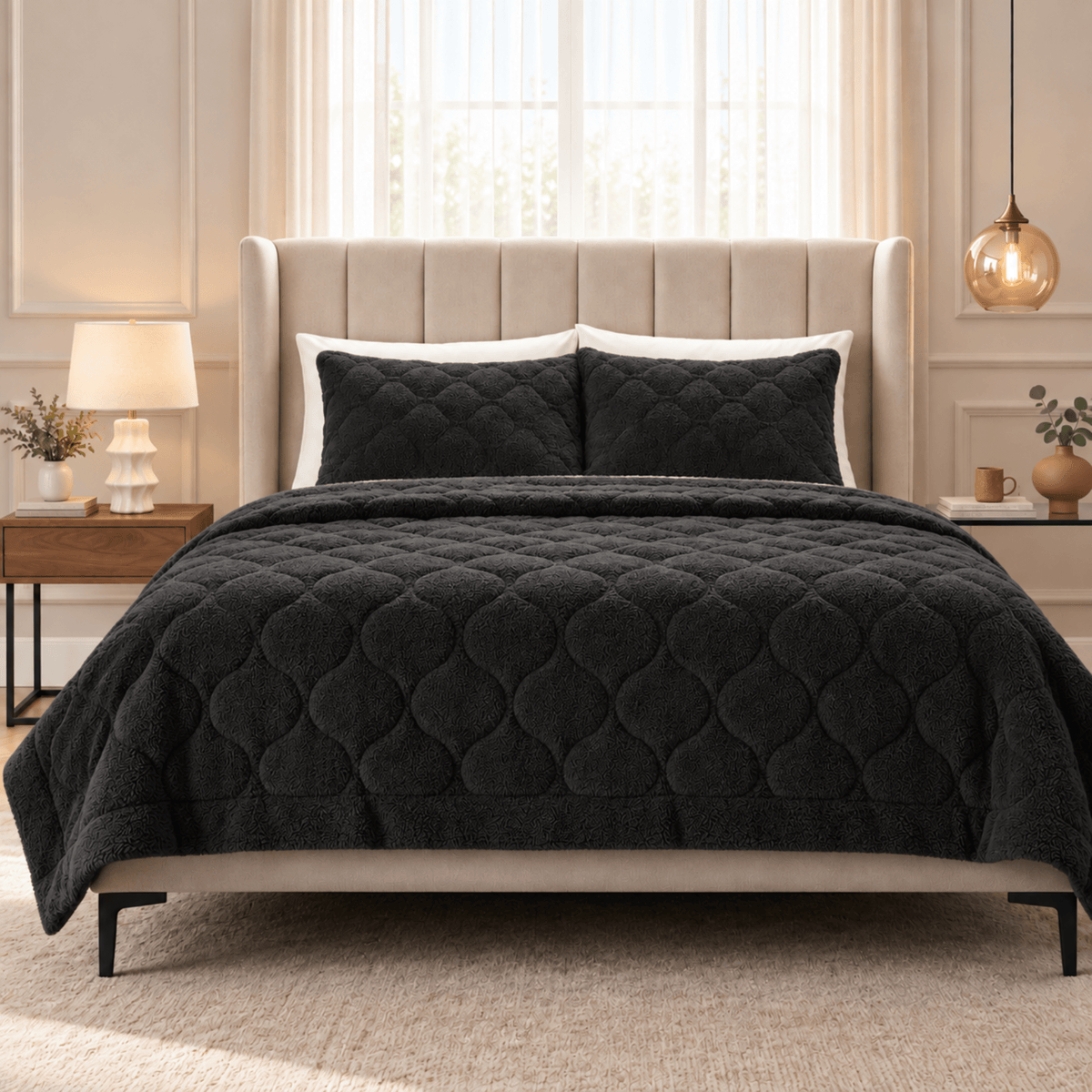 Dekbed en Overtrek in 1 – Zacht Teddy Dekbed – Zwart – Sleeptime - Dromen & Wonen