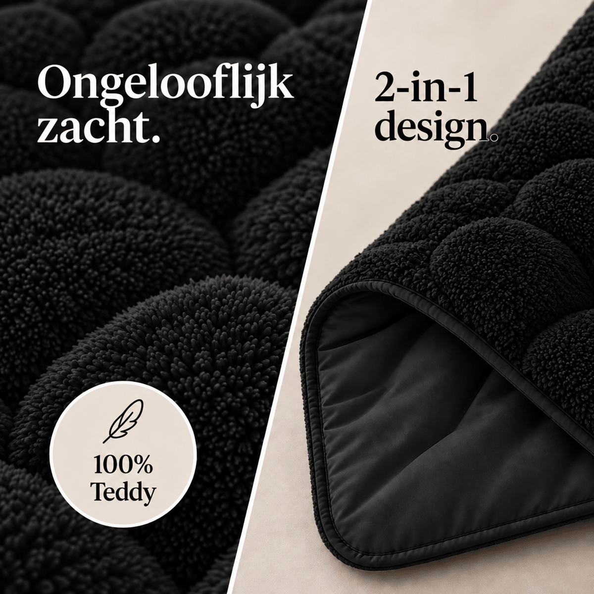 Dekbed en Overtrek in 1 – Zacht Teddy Dekbed – Zwart – Sleeptime - Dromen & Wonen