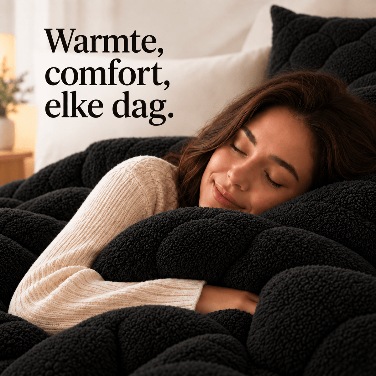 Dekbed en Overtrek in 1 – Zacht Teddy Dekbed – Zwart – Sleeptime - Dromen & Wonen