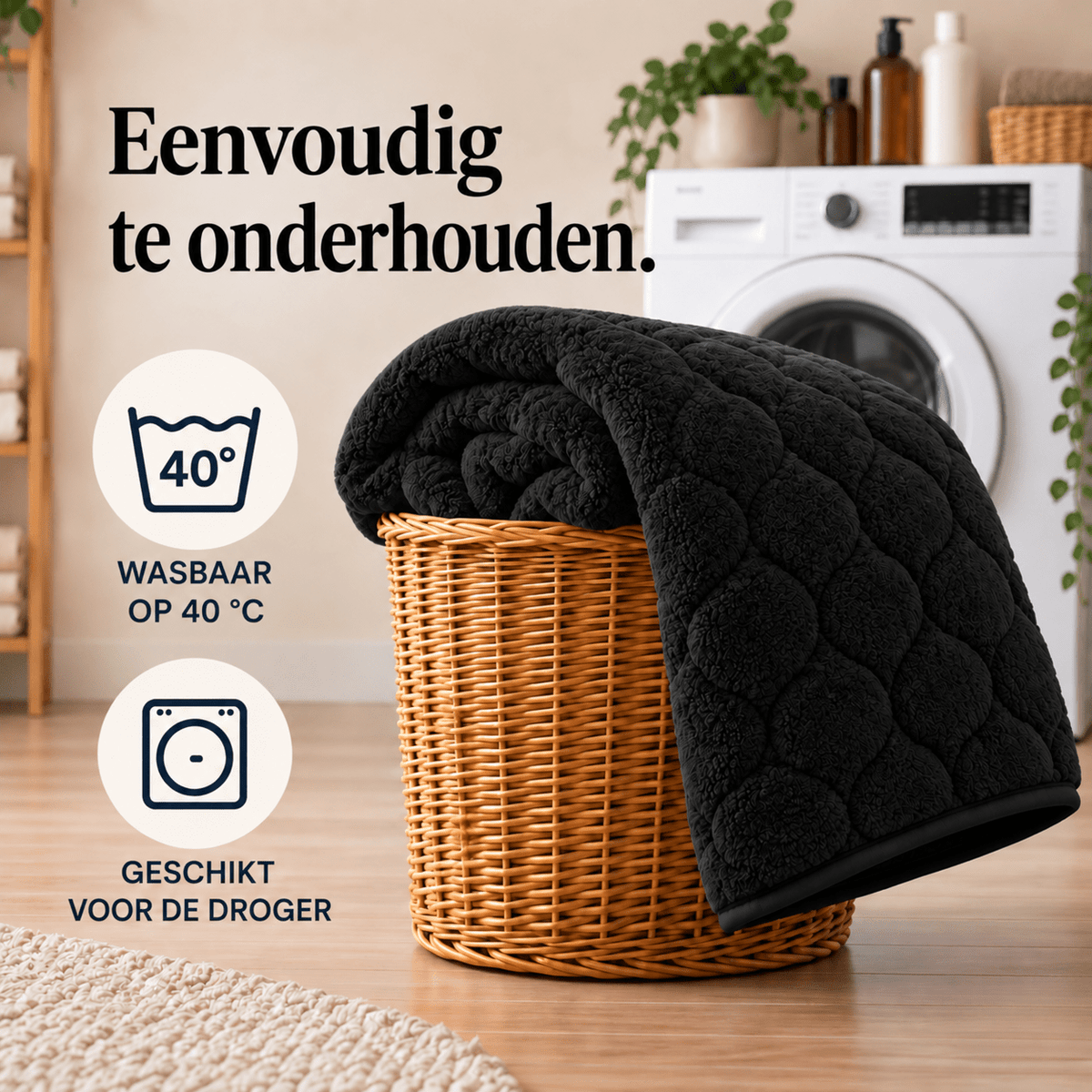 Dekbed en Overtrek in 1 – Zacht Teddy Dekbed – Zwart – Sleeptime - Dromen & Wonen