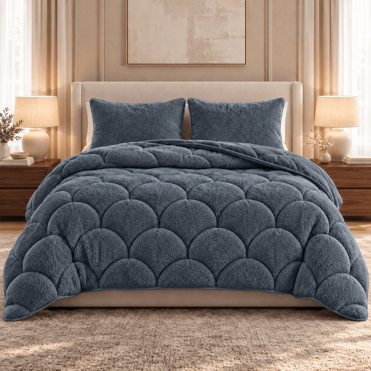 Dekbed en Overtrek in 1 – Zacht Teddy Velvet Dekbed – Antraciet – Sleeptime - Dromen & Wonen