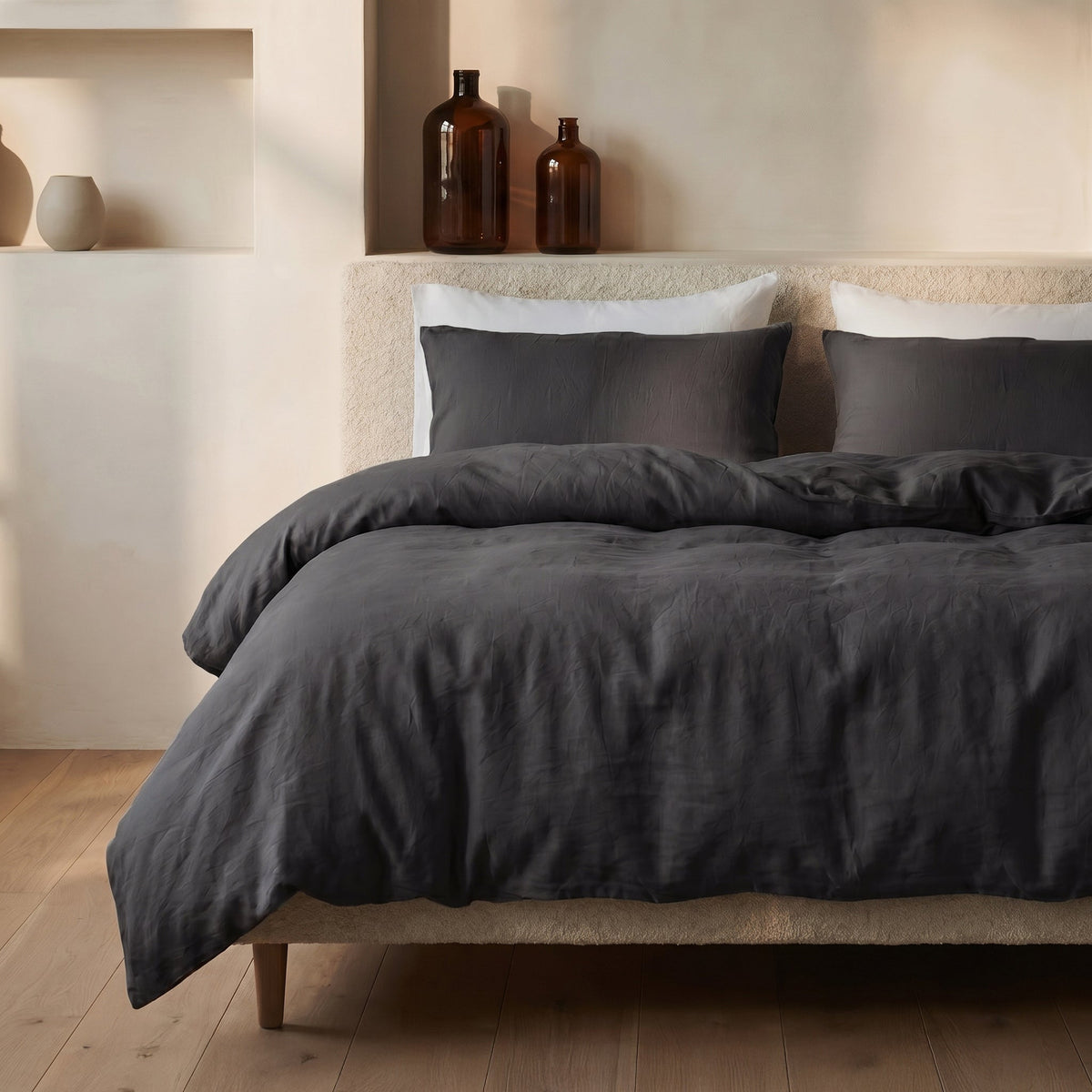 Dekbedovertrek Stone Washed - 100% Gewassen Katoen - Anthracite - Dreamhouse - Dromen & Wonen