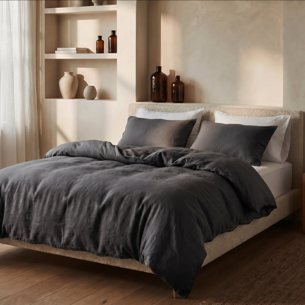 Dekbedovertrek Stone Washed - 100% Gewassen Katoen - Anthracite - Dreamhouse - Dromen & Wonen