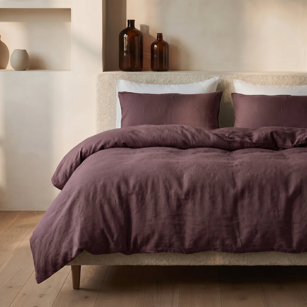Dekbedovertrek Stone Washed - 100% Gewassen Katoen - Burgundy - Dreamhouse - Dromen & Wonen