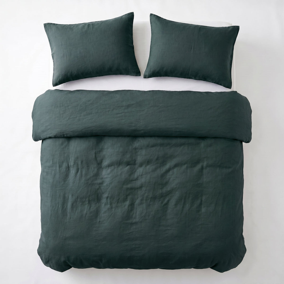 Dekbedovertrek Stone Washed - 100% Gewassen Katoen - Dark Green - Dreamhouse - Dromen & Wonen