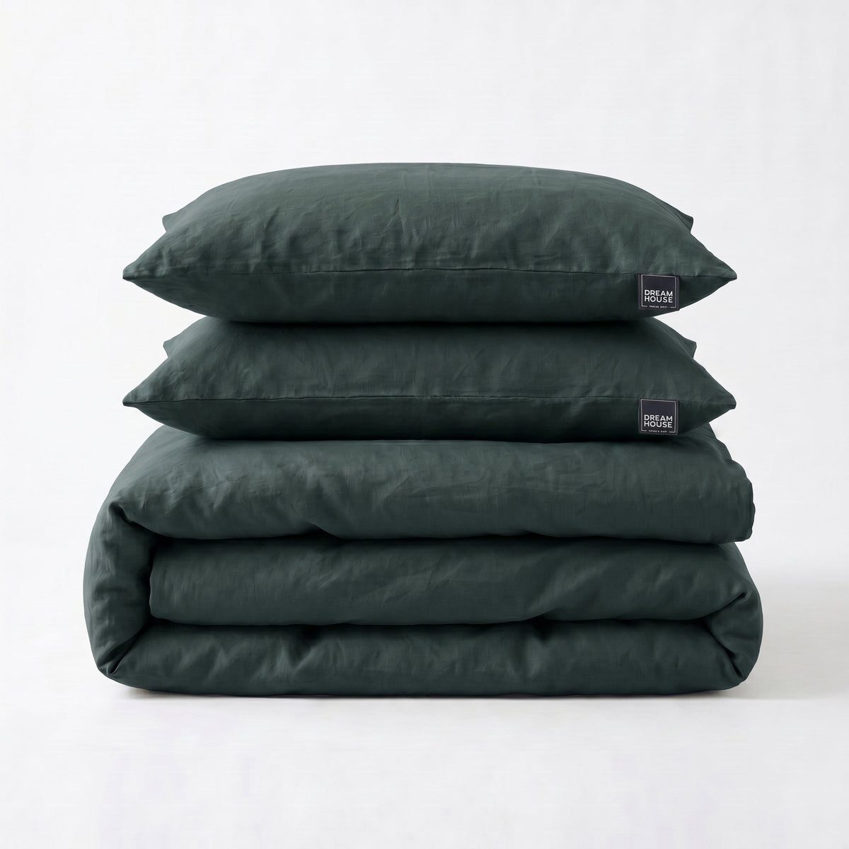 Dekbedovertrek Stone Washed - 100% Gewassen Katoen - Dark Green - Dreamhouse - Dromen & Wonen