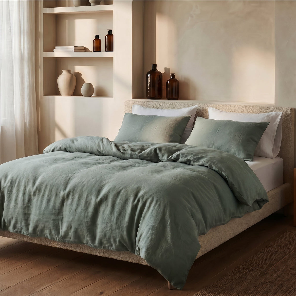 Dekbedovertrek Stone Washed - 100% Gewassen Katoen - Green - Dreamhouse - Dromen & Wonen
