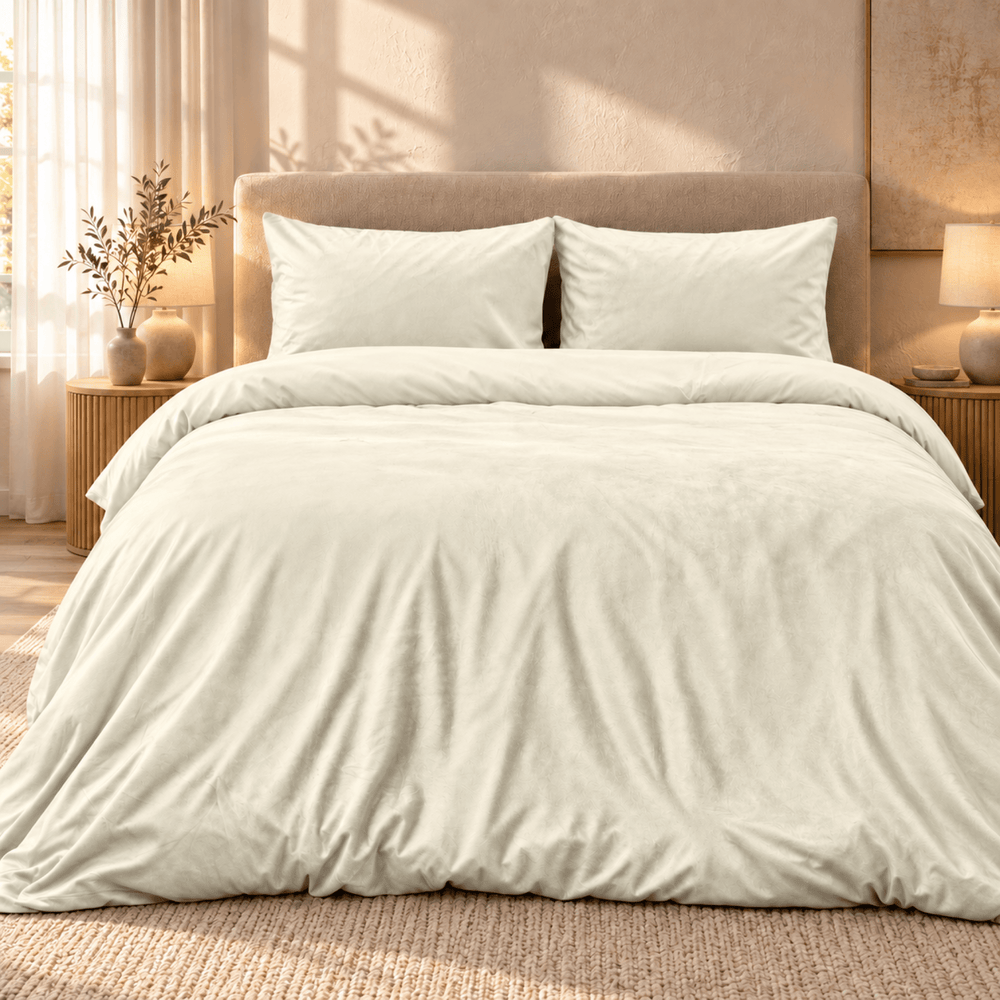 Dekbedovertrek Velvet – Luxe Fluweelzacht – Crème – Sleeptime - Dromen & Wonen
