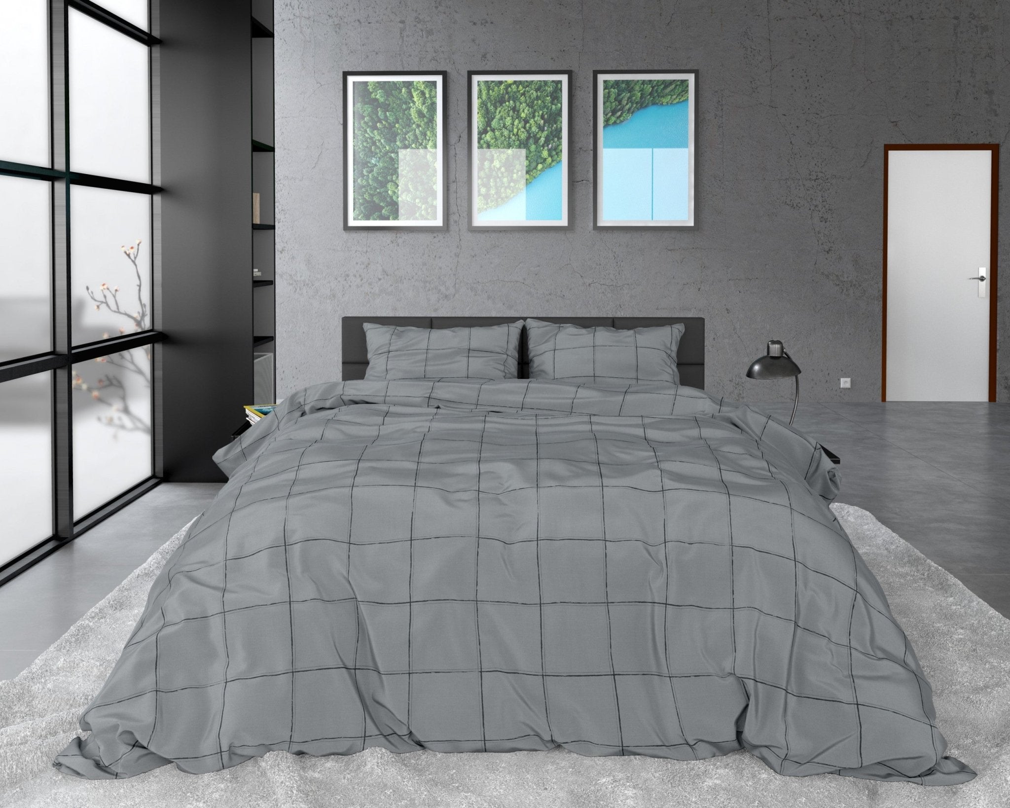 Dreamhouse Deep check Grijs Dekbedovertrek - Dromen & Wonen