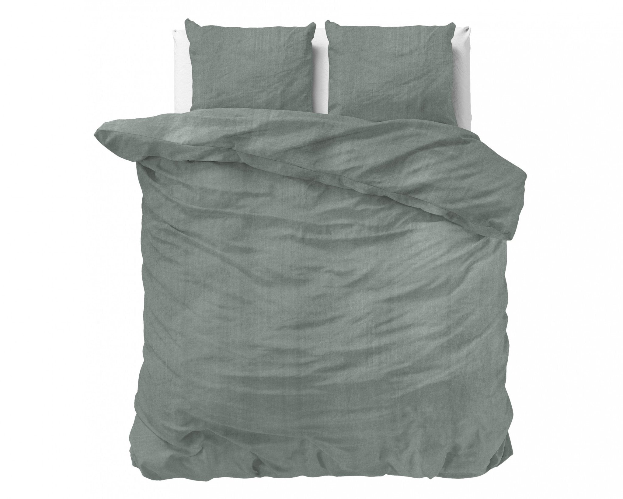 Dreamhouse Denim Stone Washed Groen Dekbedovertrek - Dromen & Wonen