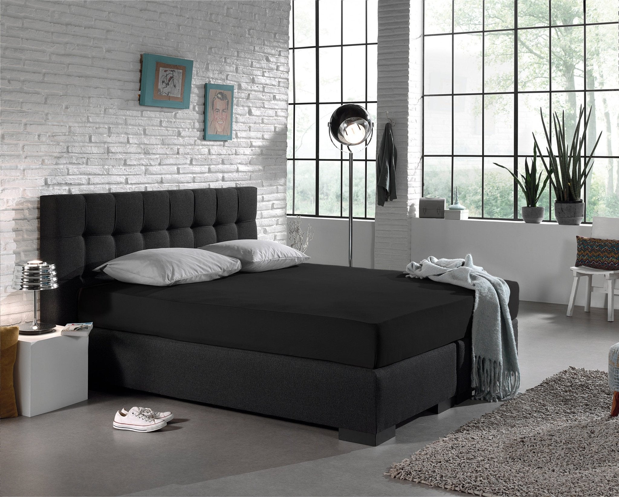 Dreamhouse Jersey Hoeslaken Zwart - Dromen & Wonen