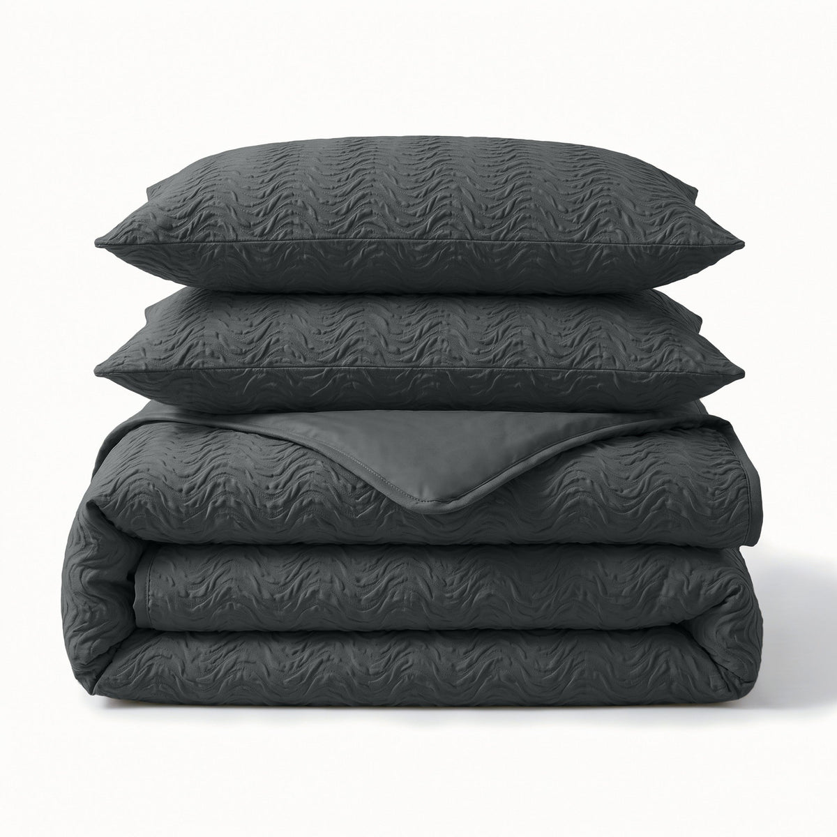 Embossed Dekbedovertrek Antraciet – Curve 3D Reliëf – Zacht Microvezel met Kussenslopen – Sleeptime - Dromen & Wonen