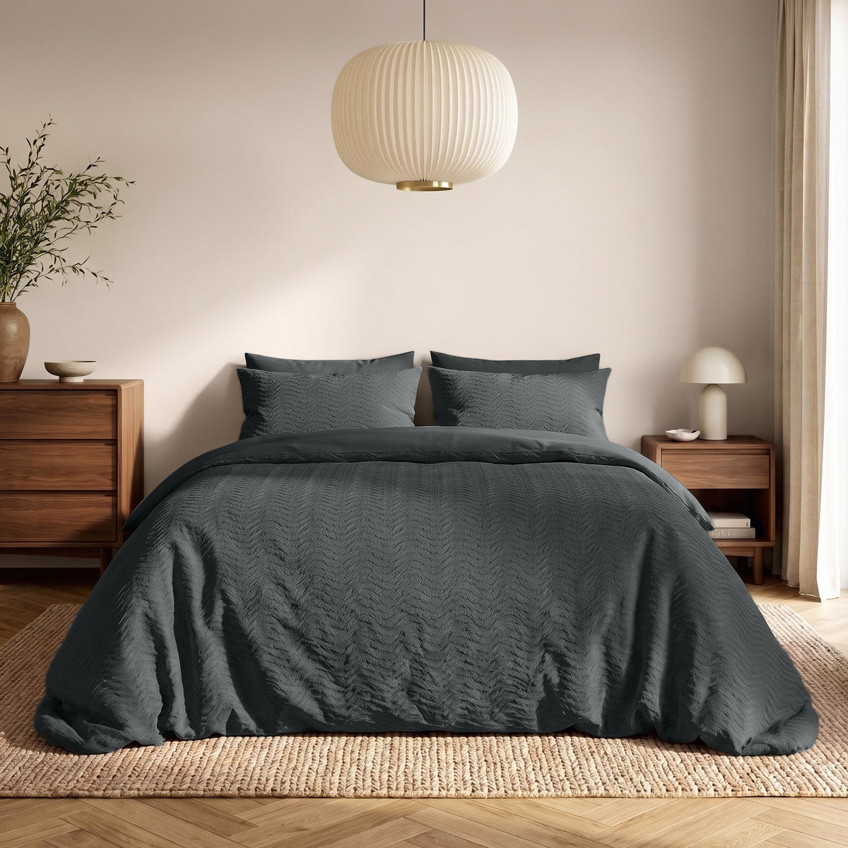 Embossed Dekbedovertrek Antraciet – Curve 3D Reliëf – Zacht Microvezel met Kussenslopen – Sleeptime - Dromen & Wonen