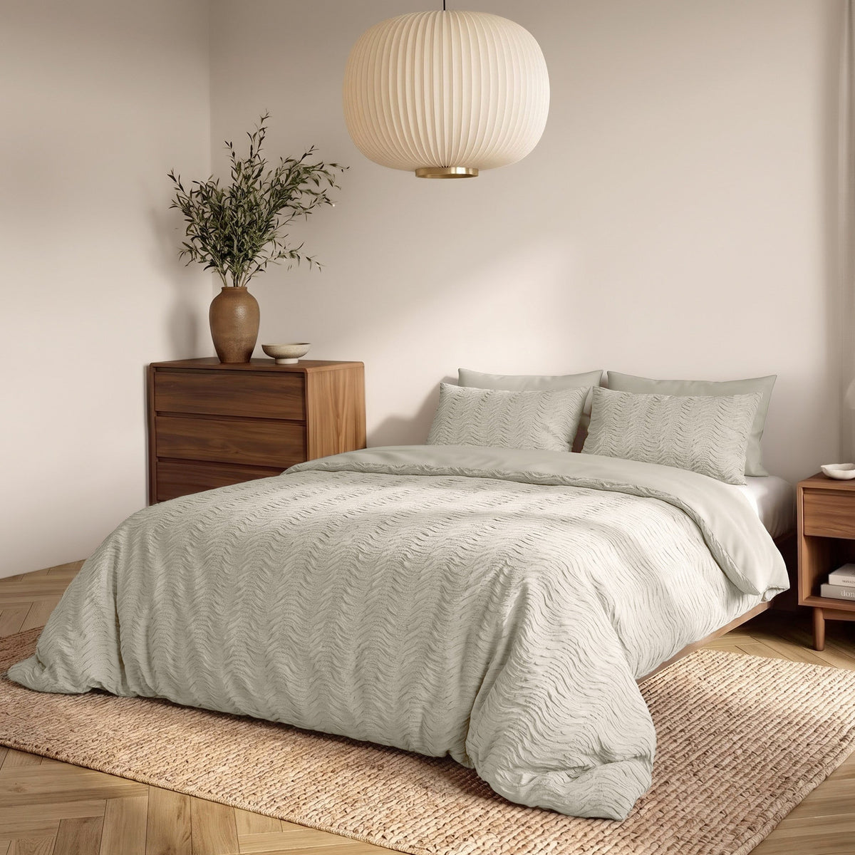 Embossed Dekbedovertrek Creme – Curve 3D Reliëf – Zacht Microvezel met Kussenslopen – Sleeptime - Dromen & Wonen