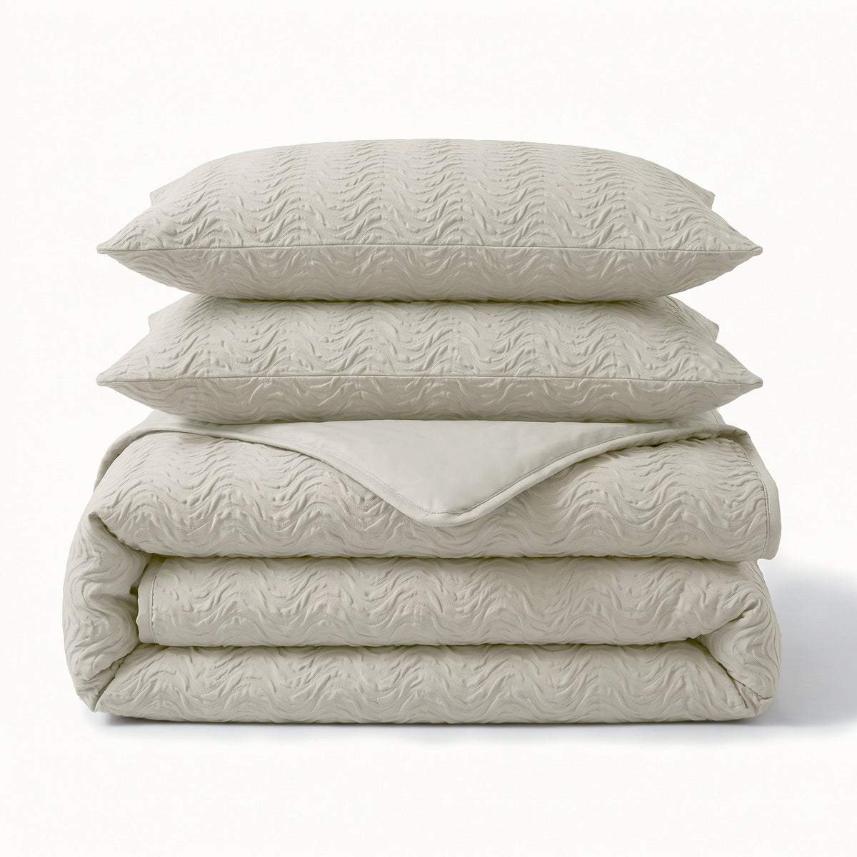 Embossed Dekbedovertrek Creme – Curve 3D Reliëf – Zacht Microvezel met Kussenslopen – Sleeptime - Dromen & Wonen