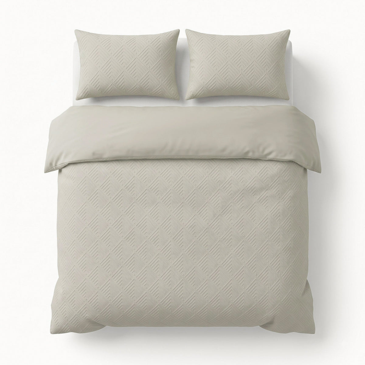 Embossed Dekbedovertrek Creme – Modern Geo 3D Reliëf – Zacht Microvezel met Kussenslopen – Sleeptime - Dromen & Wonen