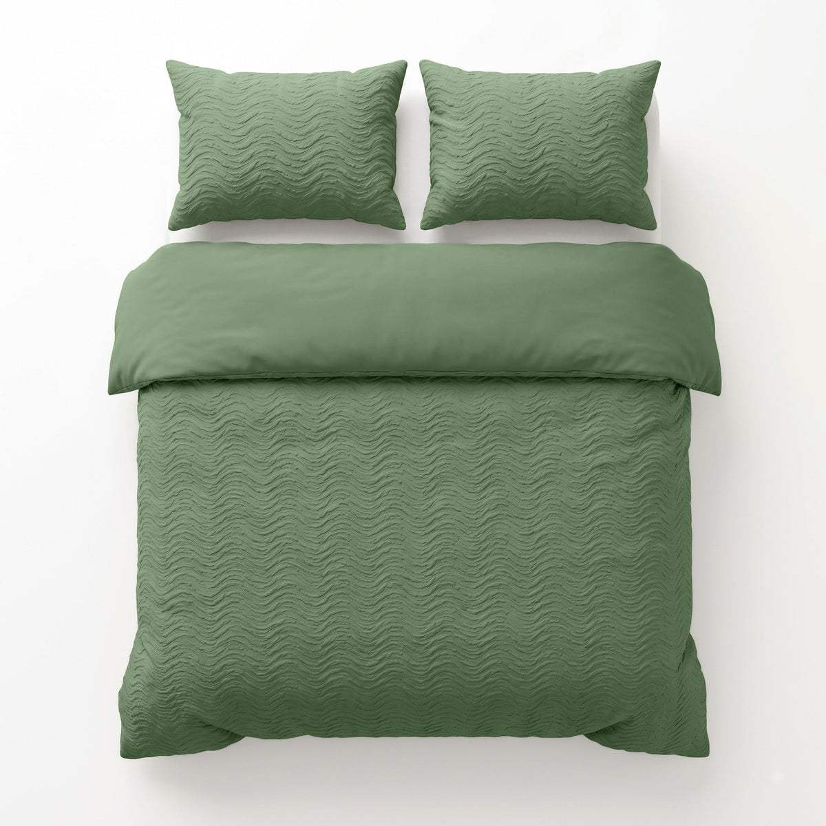 Embossed Dekbedovertrek Groen – Curve 3D Reliëf – Zacht Microvezel met Kussenslopen – Sleeptime - Dromen & Wonen