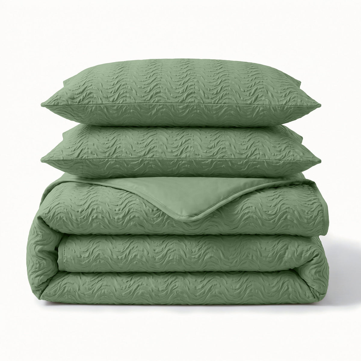 Embossed Dekbedovertrek Groen – Curve 3D Reliëf – Zacht Microvezel met Kussenslopen – Sleeptime - Dromen & Wonen
